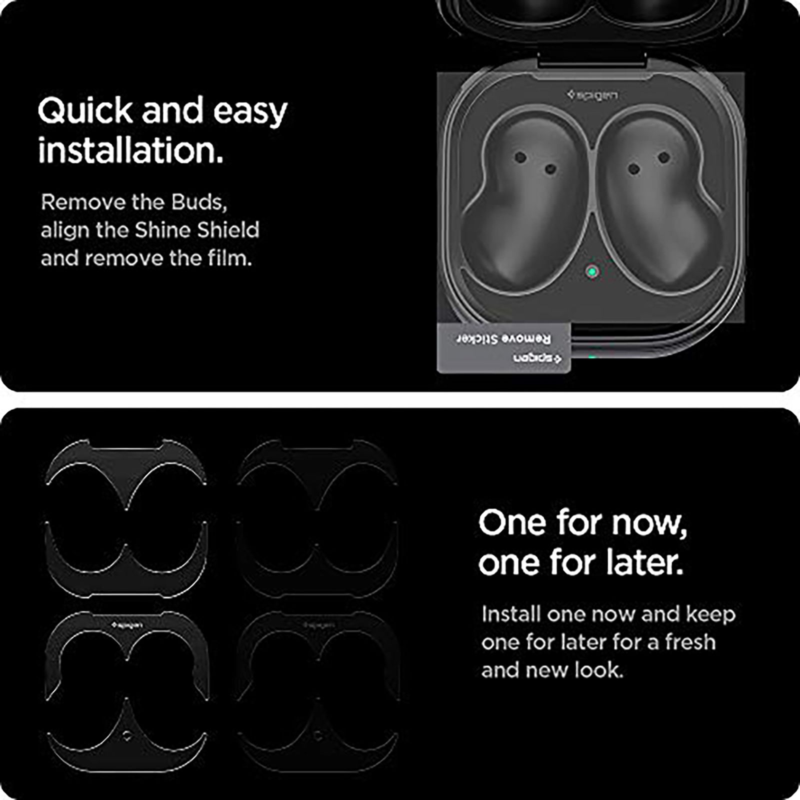 spigen Metal Sticker Shine Shield For Samsung Galaxy Buds Live (Made Of An Extremely Slim Metal, ASD02067, Metallic Black)_7