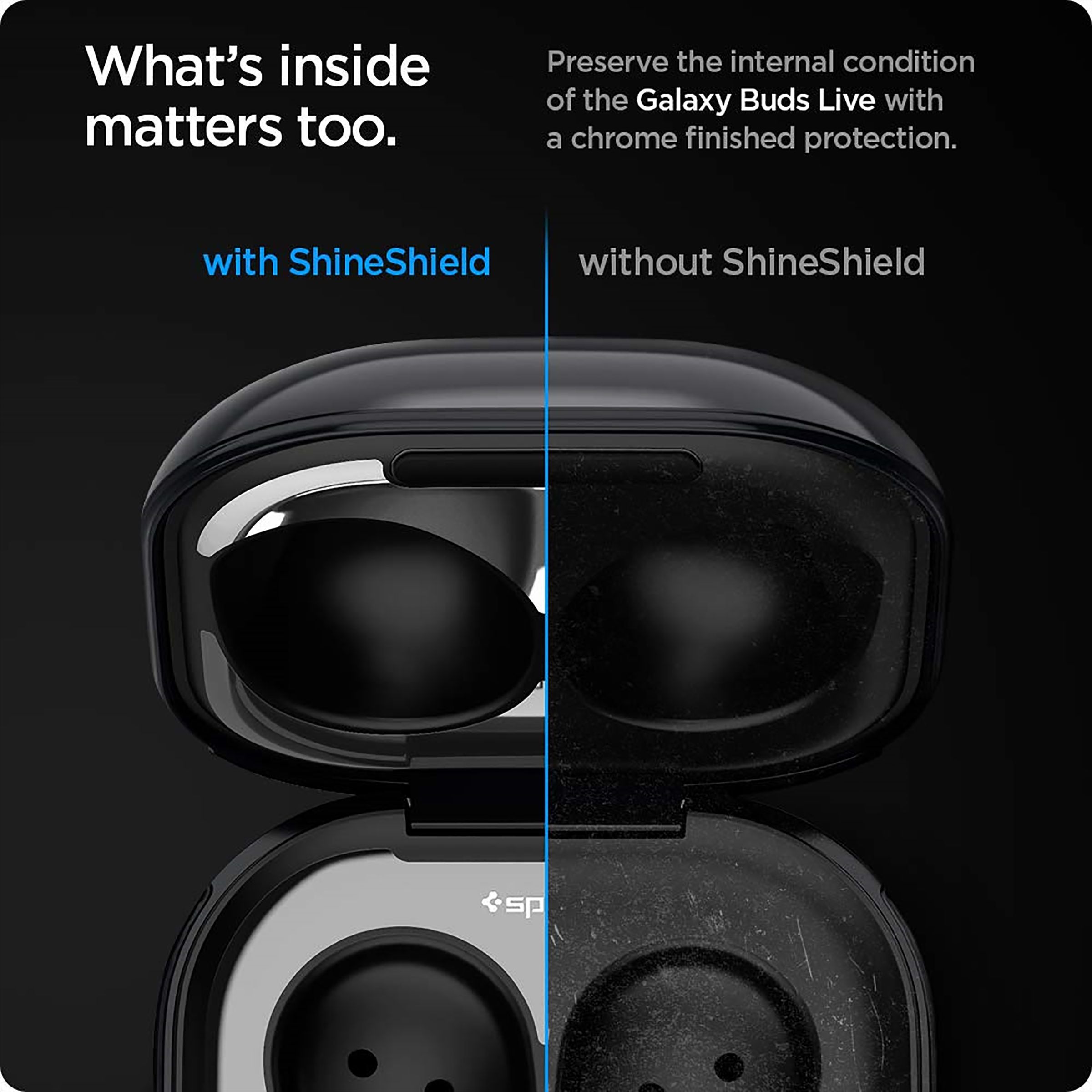 spigen Shine Shield Metal Sticker For Galaxy Buds (Hassle-Free Application, ASD01312, Metallic Silver)_5