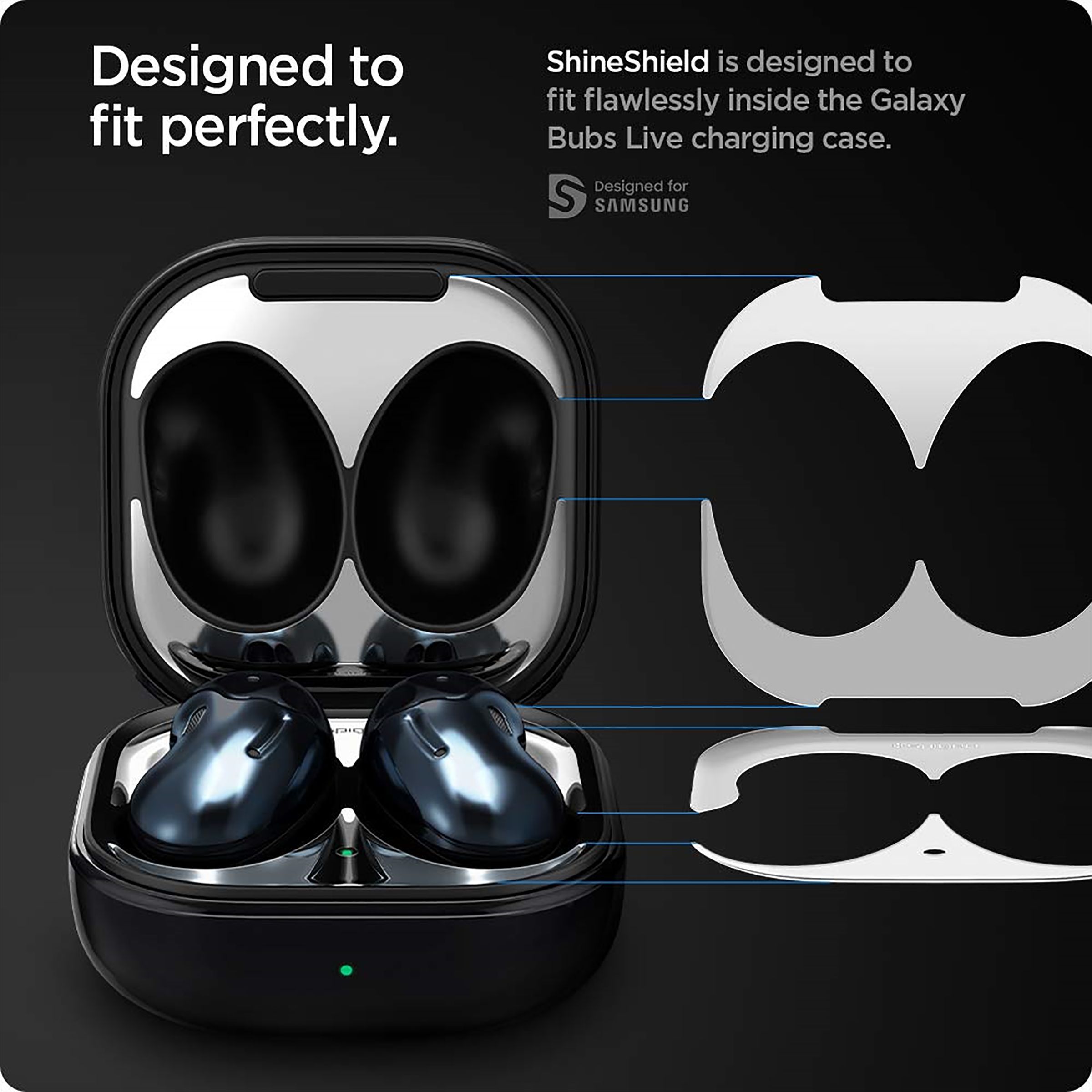 spigen Shine Shield Metal Sticker For Galaxy Buds (Hassle-Free Application, ASD01312, Metallic Silver)_6
