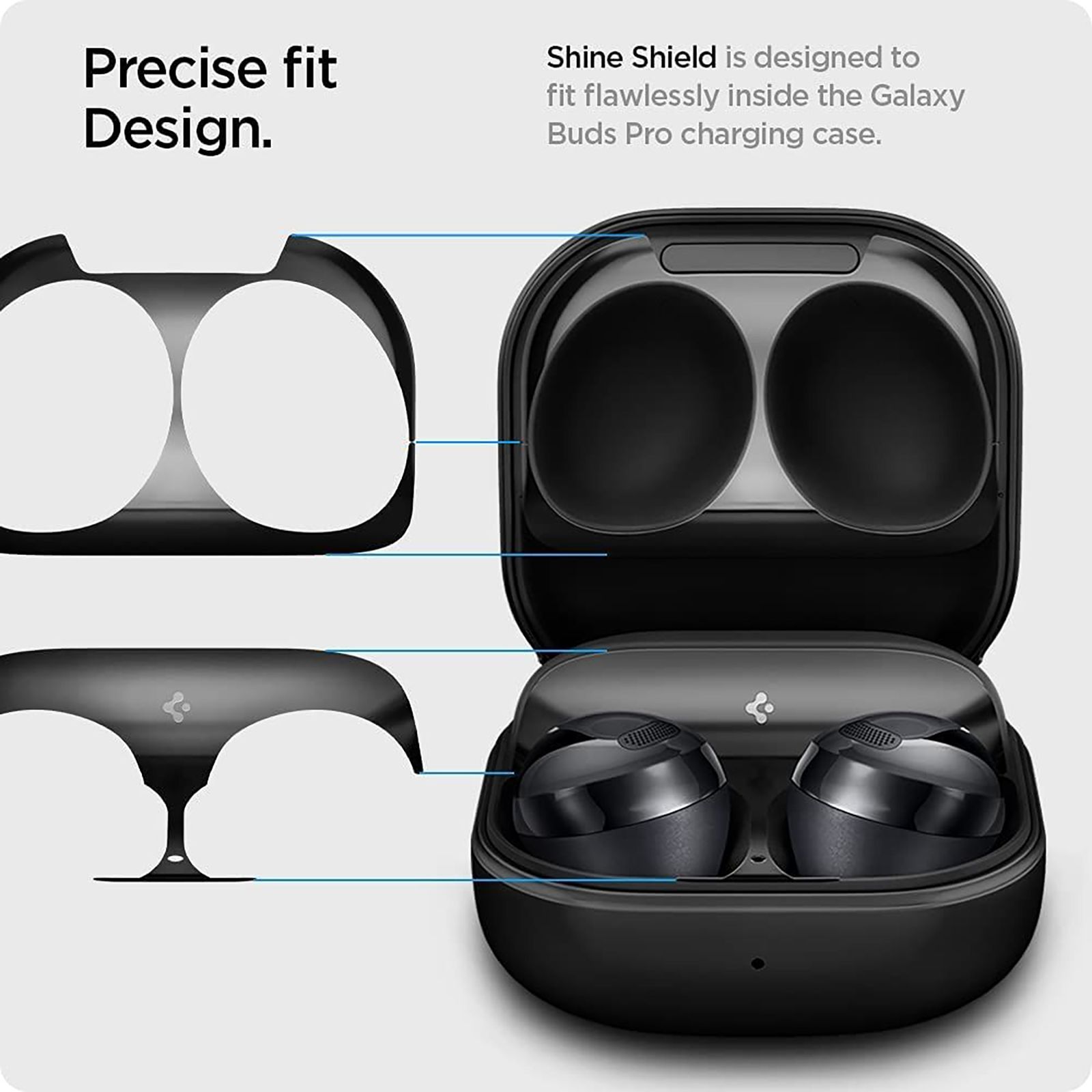 spigen Metal Sticker Shine Shield For Samsung Galaxy Buds Pro (Made Of An Extremely Slim Metal, ASD02938, Gunmetal)_4