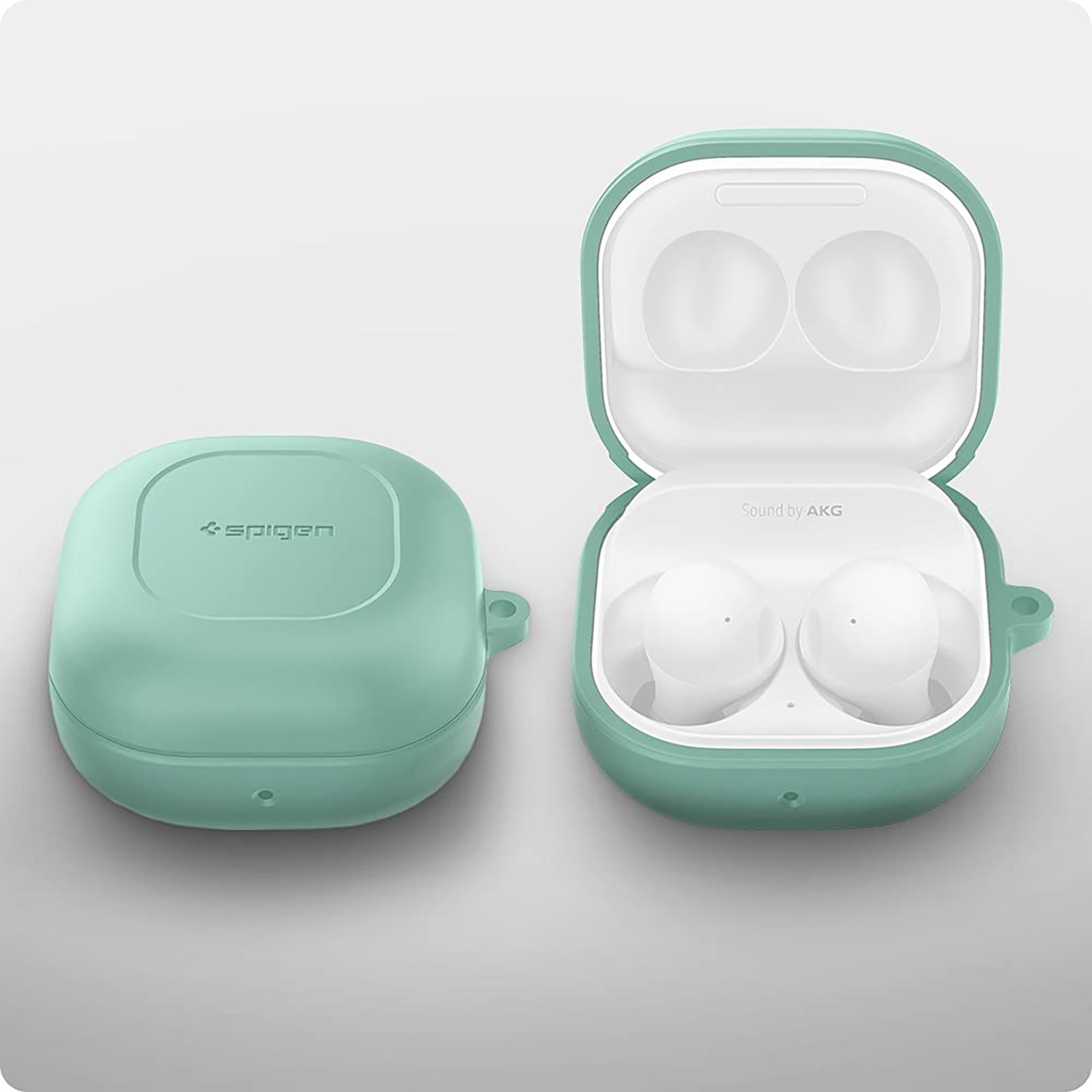 spigen Silicone Fit Full Cover Case (For Galaxy Buds 2 (2021)/Galaxy Buds Pro (2021)/Galaxy Buds Live (2020), ASD02110, Apple Mint)_3
