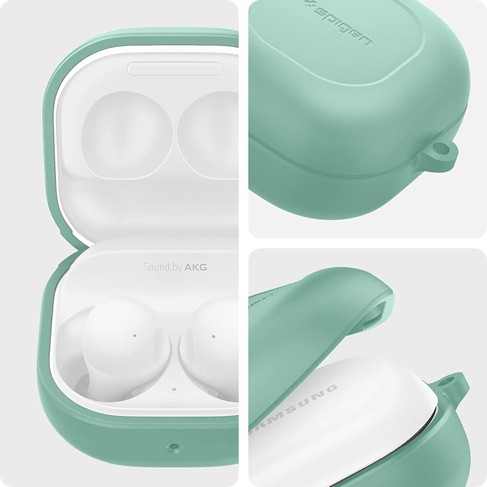 spigen Silicone Fit Full Cover Case (For Galaxy Buds 2 (2021)/Galaxy Buds Pro (2021)/Galaxy Buds Live (2020), ASD02110, Apple Mint)_7