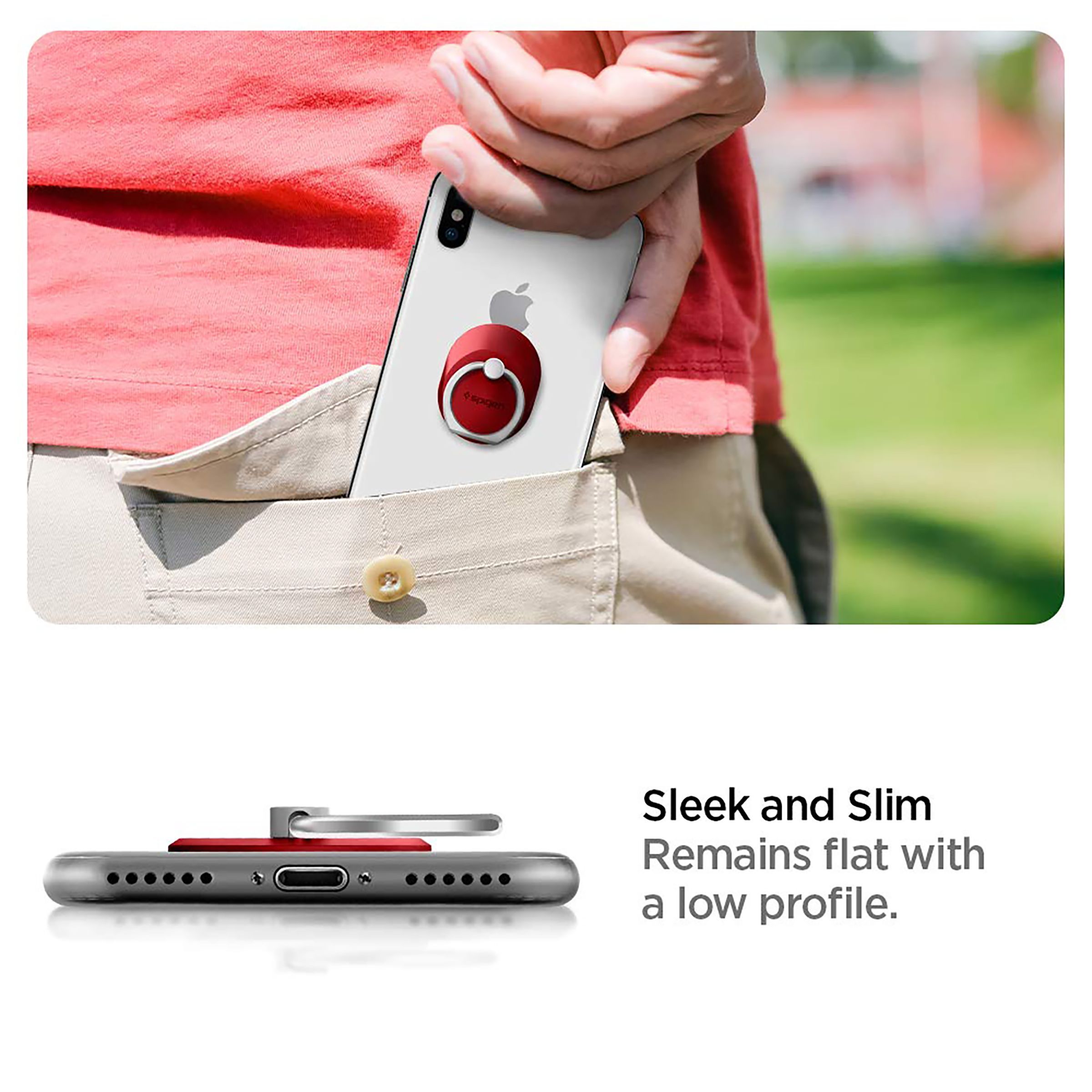 spigen Polycarbonate Mobile Attachment (Drop Free Grip, 000SR21950, Red)_5