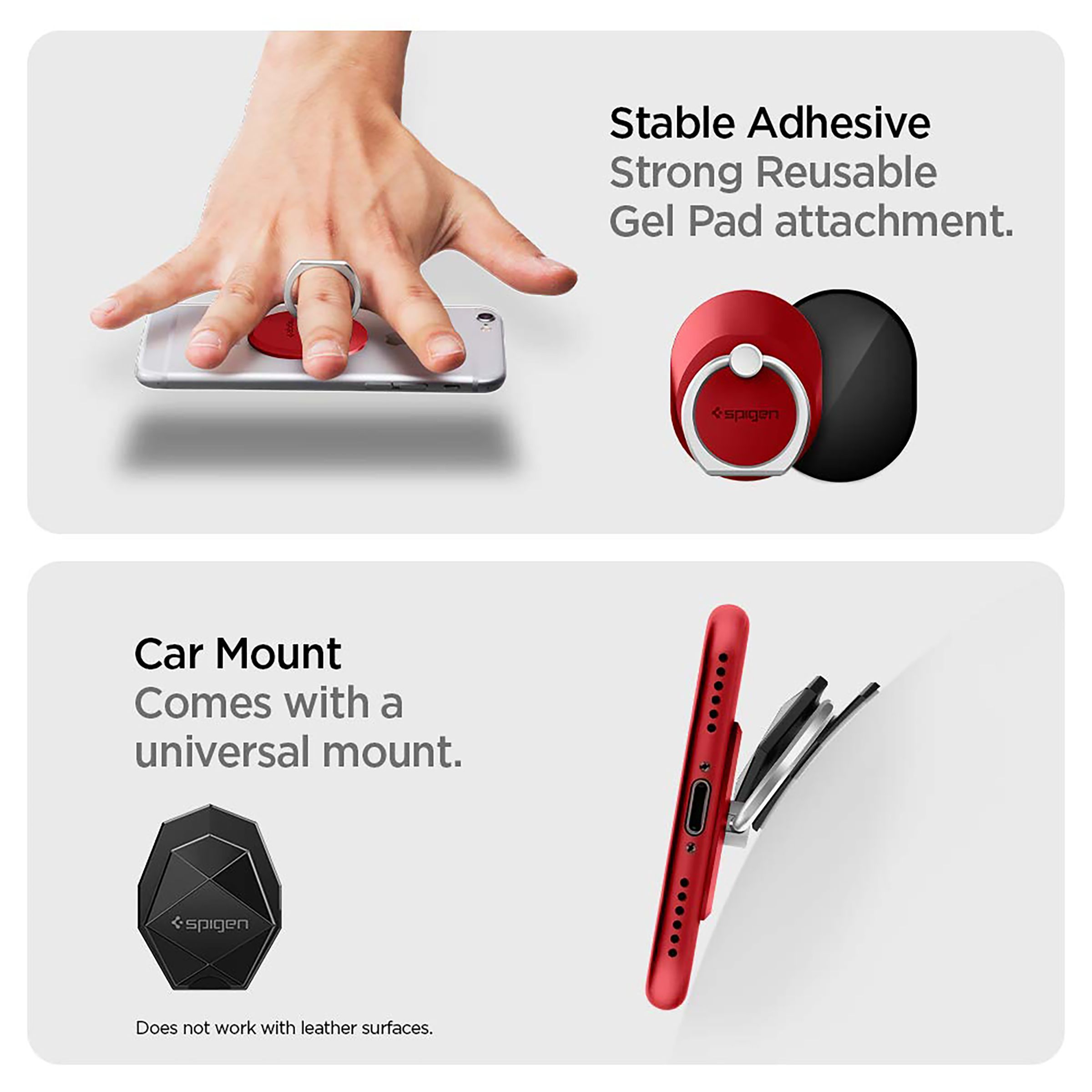 spigen Polycarbonate Mobile Attachment (Drop Free Grip, 000SR21950, Red)_6