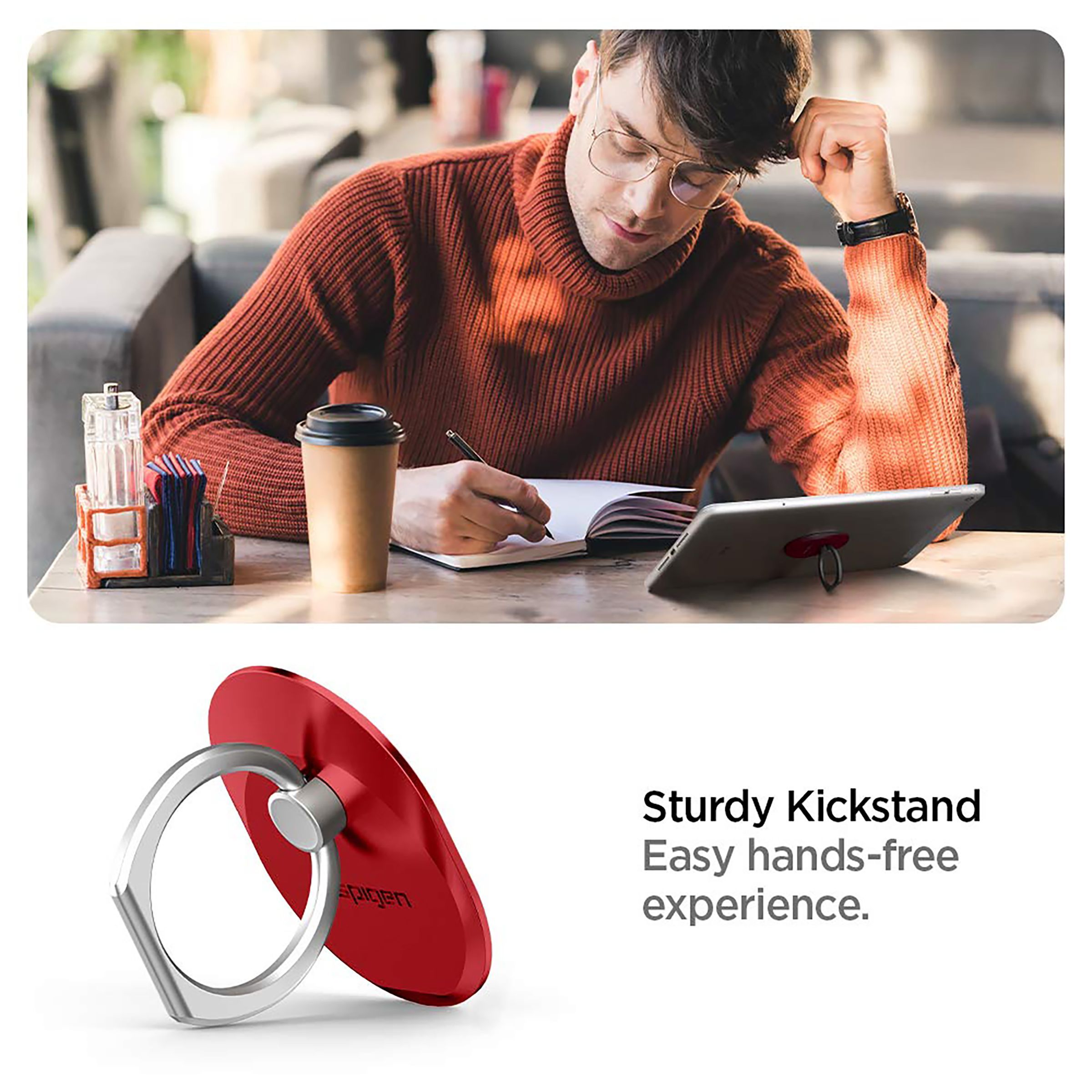 spigen Polycarbonate Mobile Attachment (Drop Free Grip, 000SR21950, Red)_7