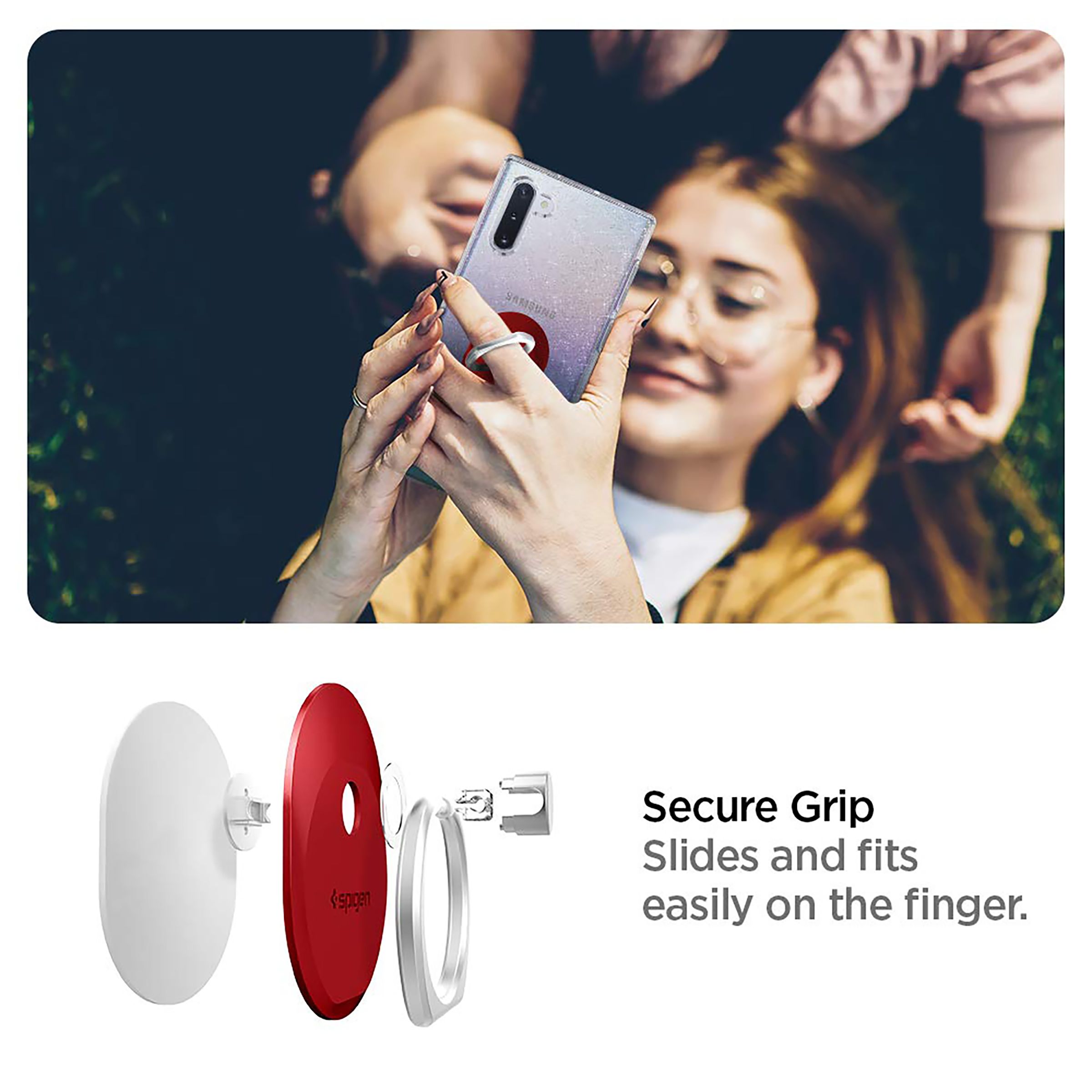 spigen Polycarbonate Mobile Attachment (Drop Free Grip, 000SR21950, Red)_8
