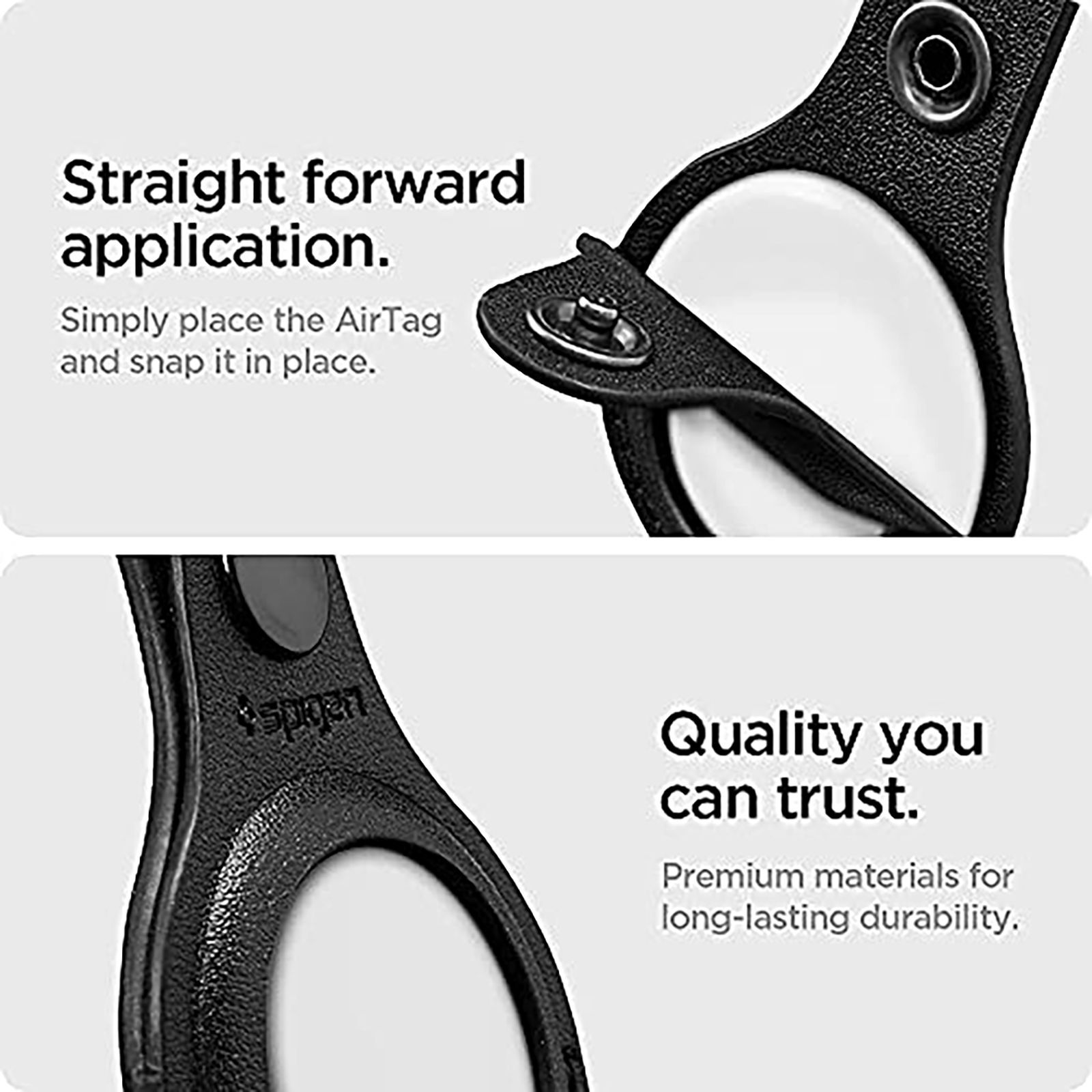 spigen Valentinus PU Leather Full Cover Case For Apple AirTag (Secure Button Closure With Cutouts, AMP01826, Black)_3