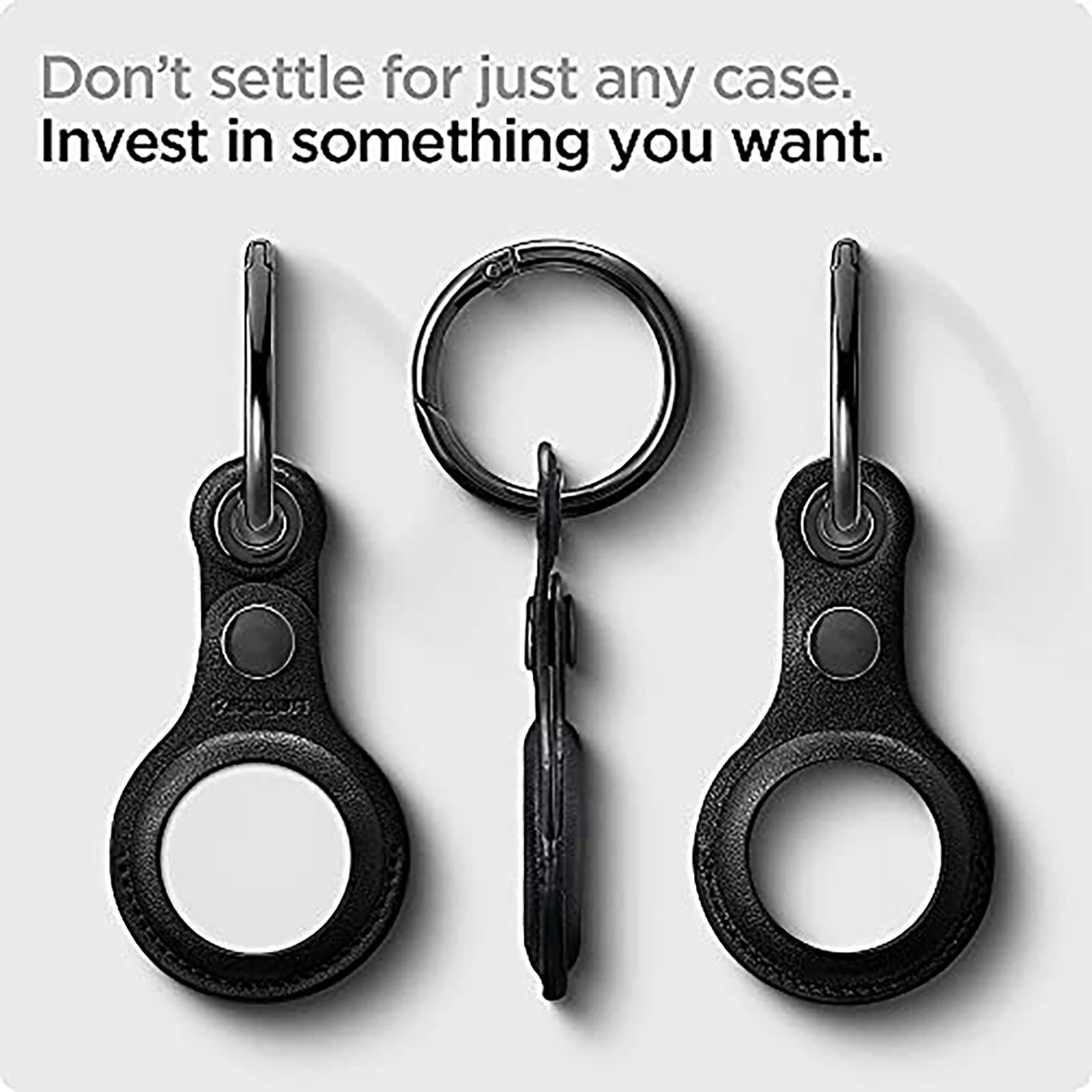 spigen Valentinus PU Leather Full Cover Case For Apple AirTag (Secure Button Closure With Cutouts, AMP01826, Black)_4