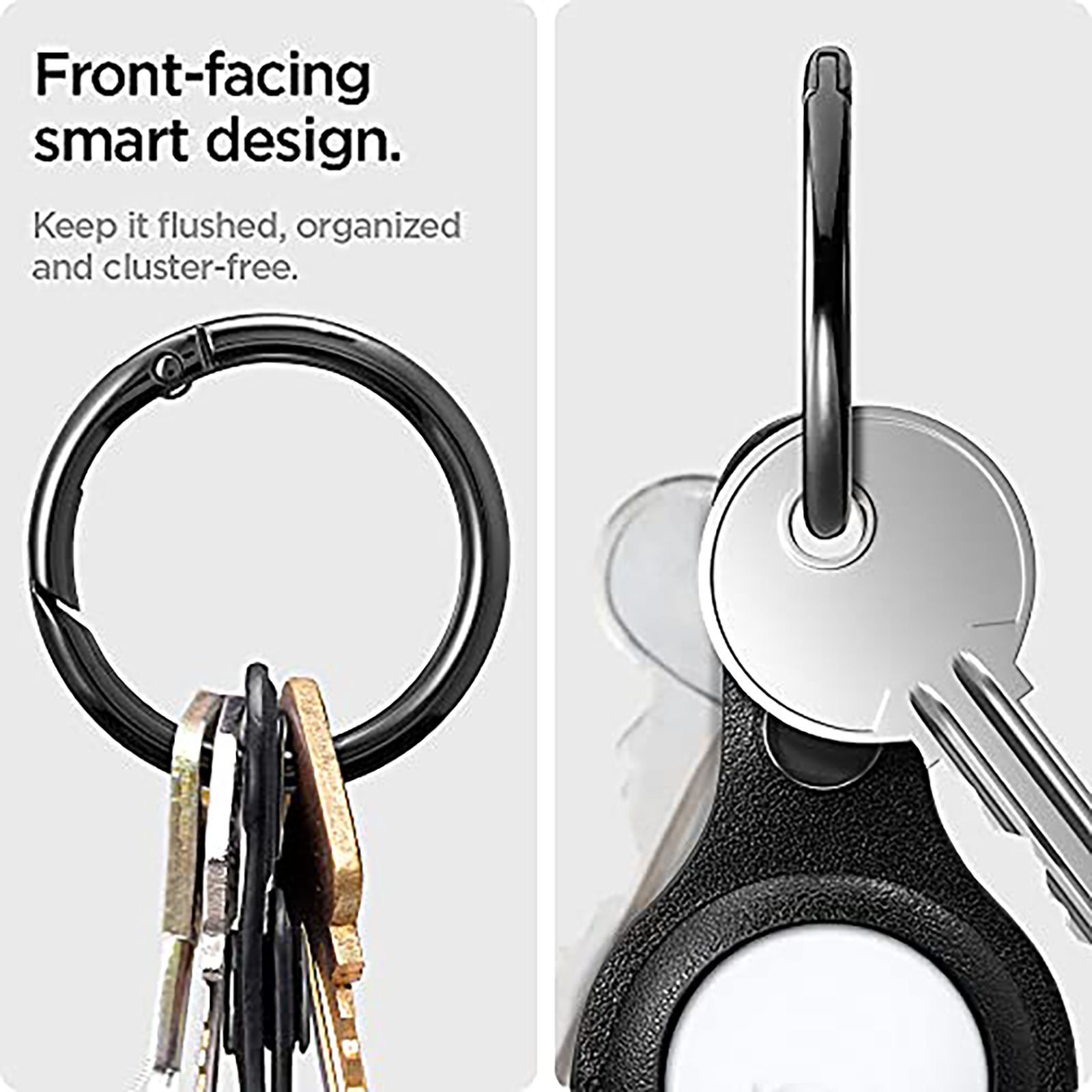 spigen Valentinus PU Leather Full Cover Case For Apple AirTag (Secure Button Closure With Cutouts, AMP01826, Black)_8