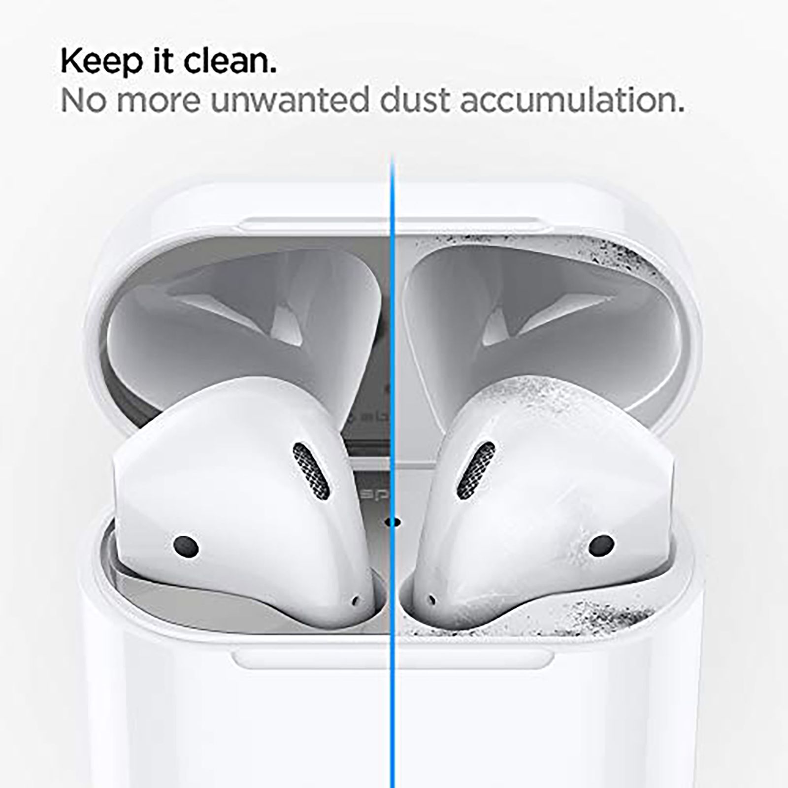 spigen Metal Sticker Shine Shield For Apple AirPods 1/2 (Metal Layer, ASD00213, Metallic Silver)_4