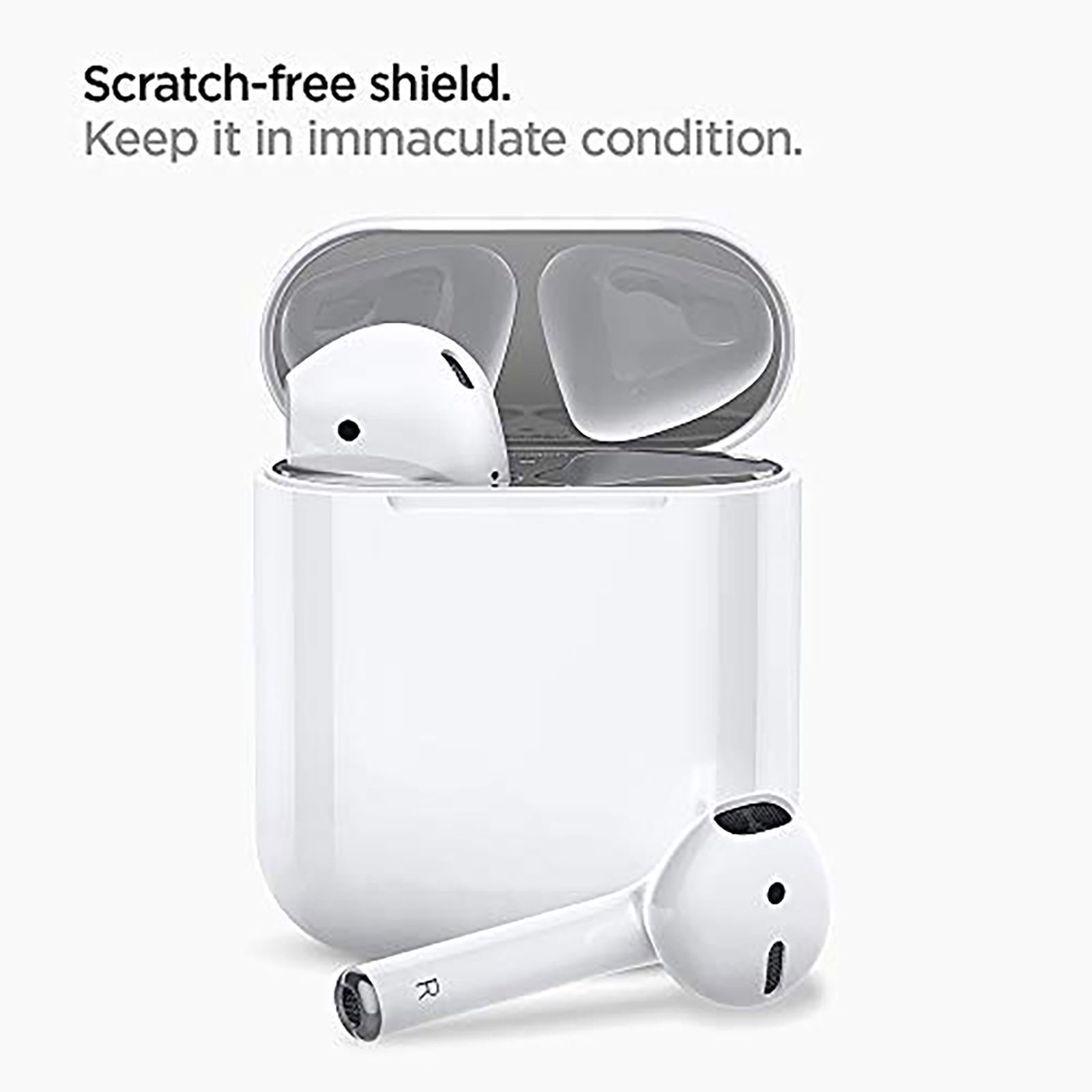 spigen Metal Sticker Shine Shield For Apple AirPods 1/2 (Metal Layer, ASD00213, Metallic Silver)_6
