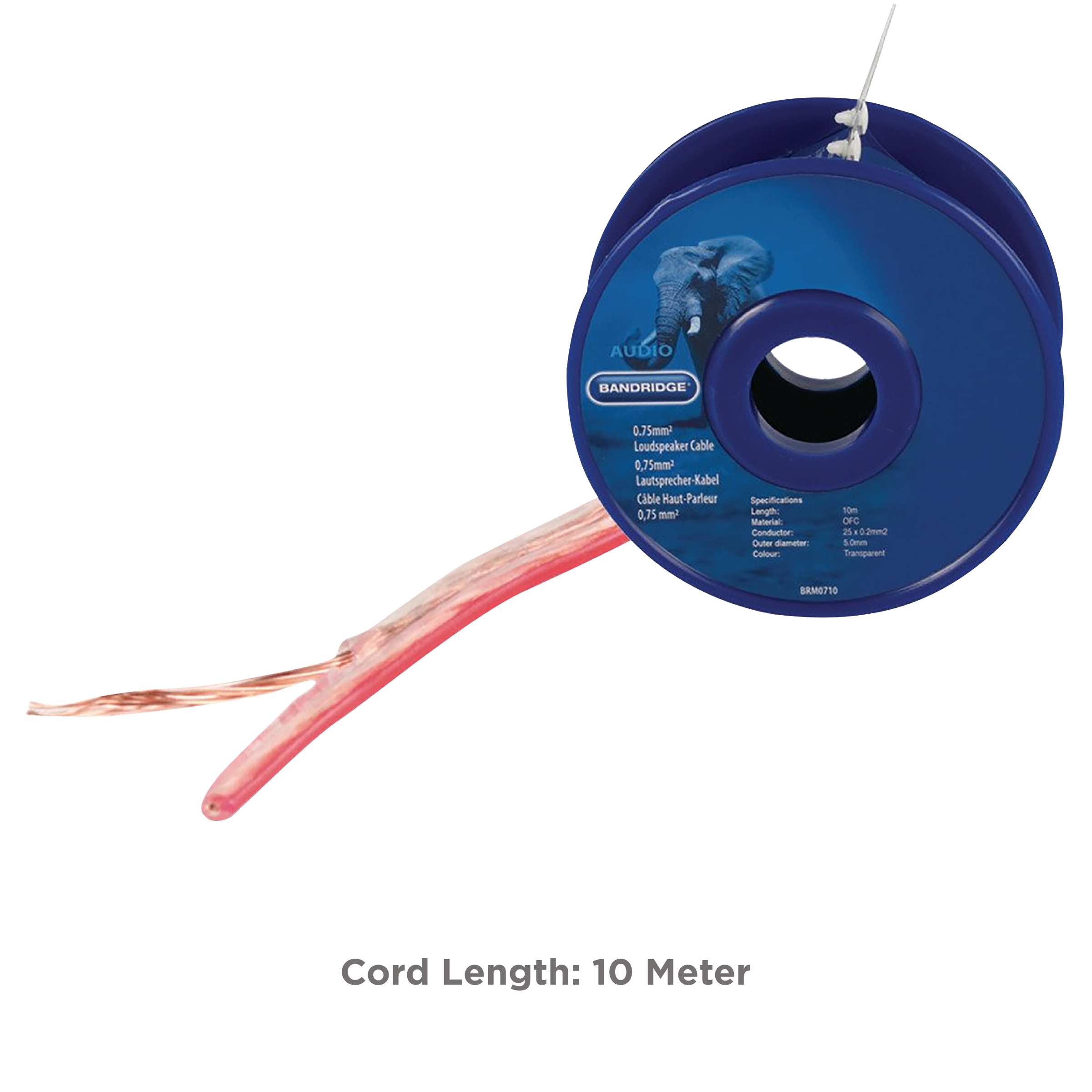 Bandridge PVC 10 Meter Speaker Cable Reel (OFC Conductor, BRM0710, Transparent)_2