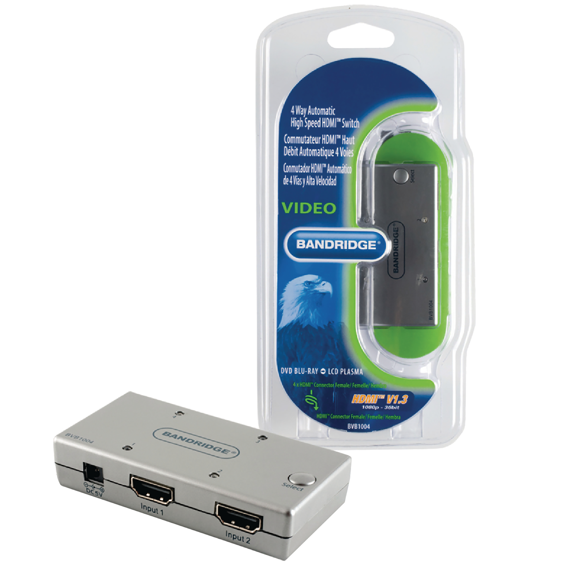 Bandridge BVB1004 HDMI to HDMI Switch (Dolby Digital, Silver)_1