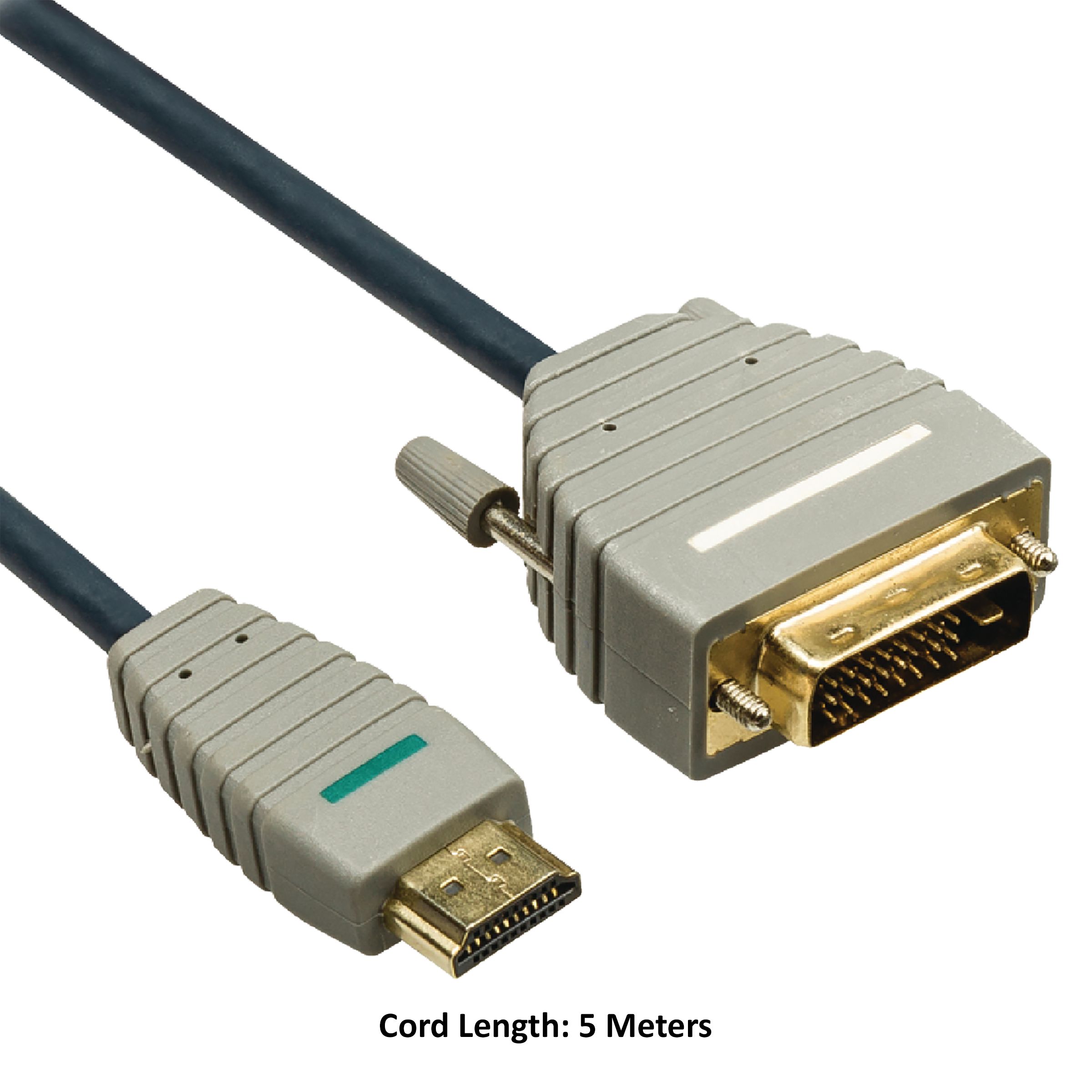 Bandridge BVL1105 5 Meter HDMI to DVI-D 24+1-Pin Audio & Video HDMI Cable/DVI Cable (Round Cable Design, Blue)_2