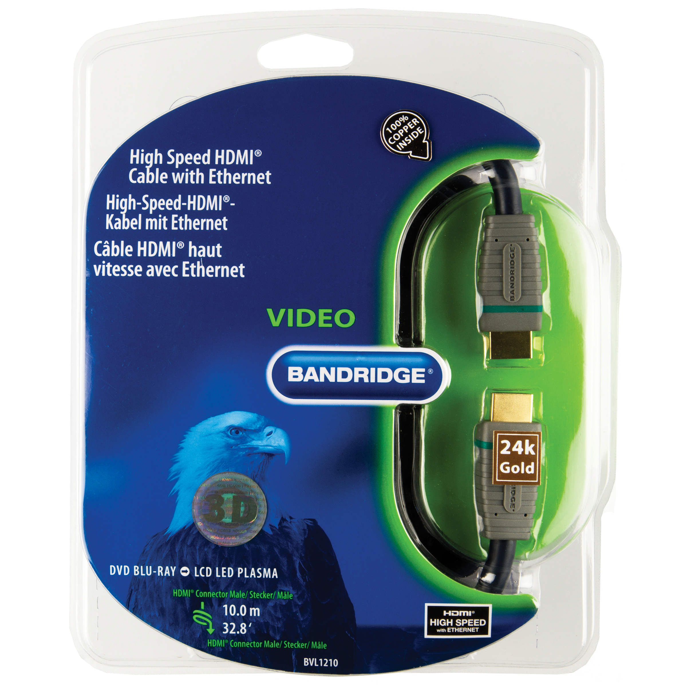 Bandridge BVL1210 10 Meter HDMI to HDMI Audio & Video HDMI Cable (Ultra Durable, Blue)_6