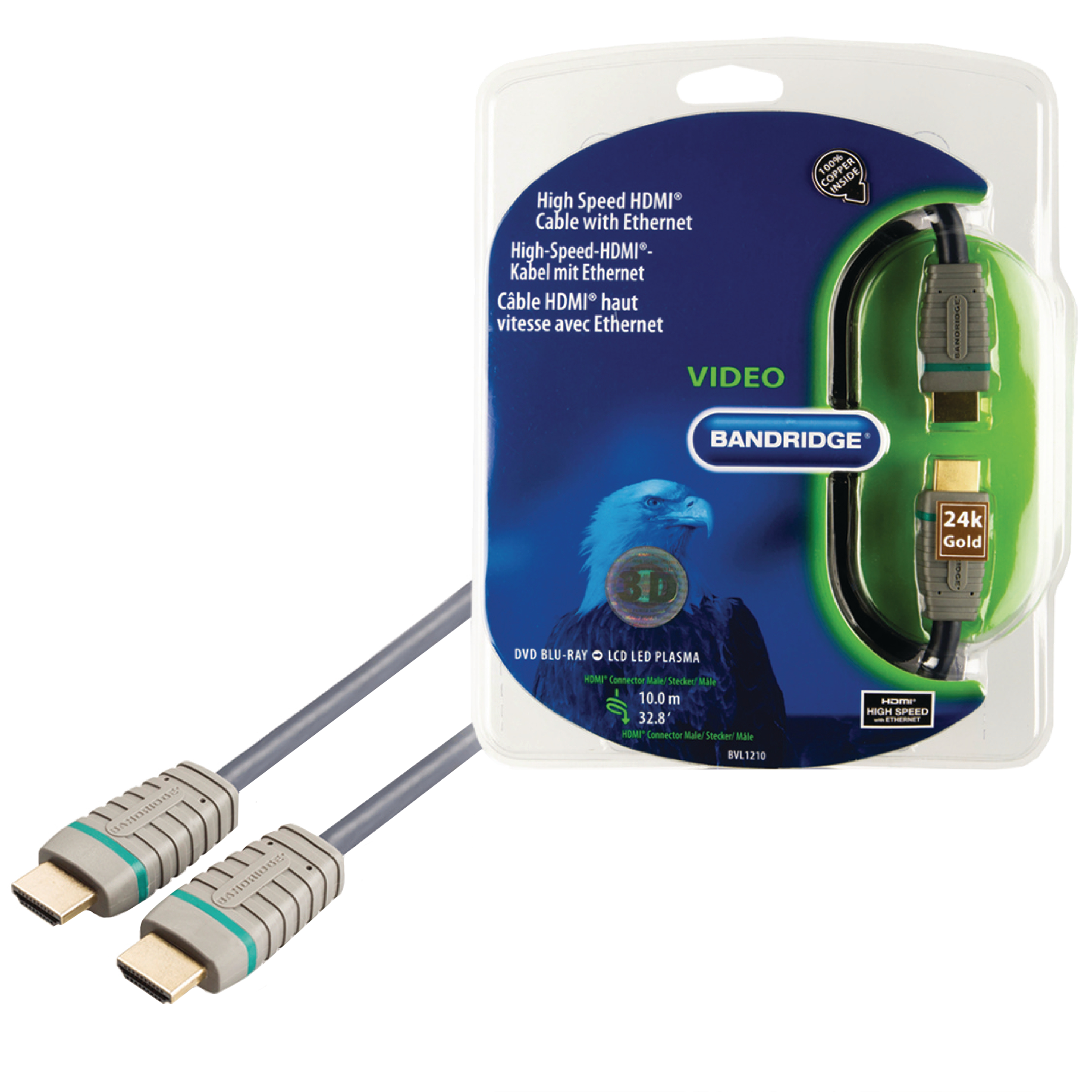 Bandridge BVL1210 10 Meter HDMI to HDMI Audio & Video HDMI Cable (Ultra Durable, Blue)_1