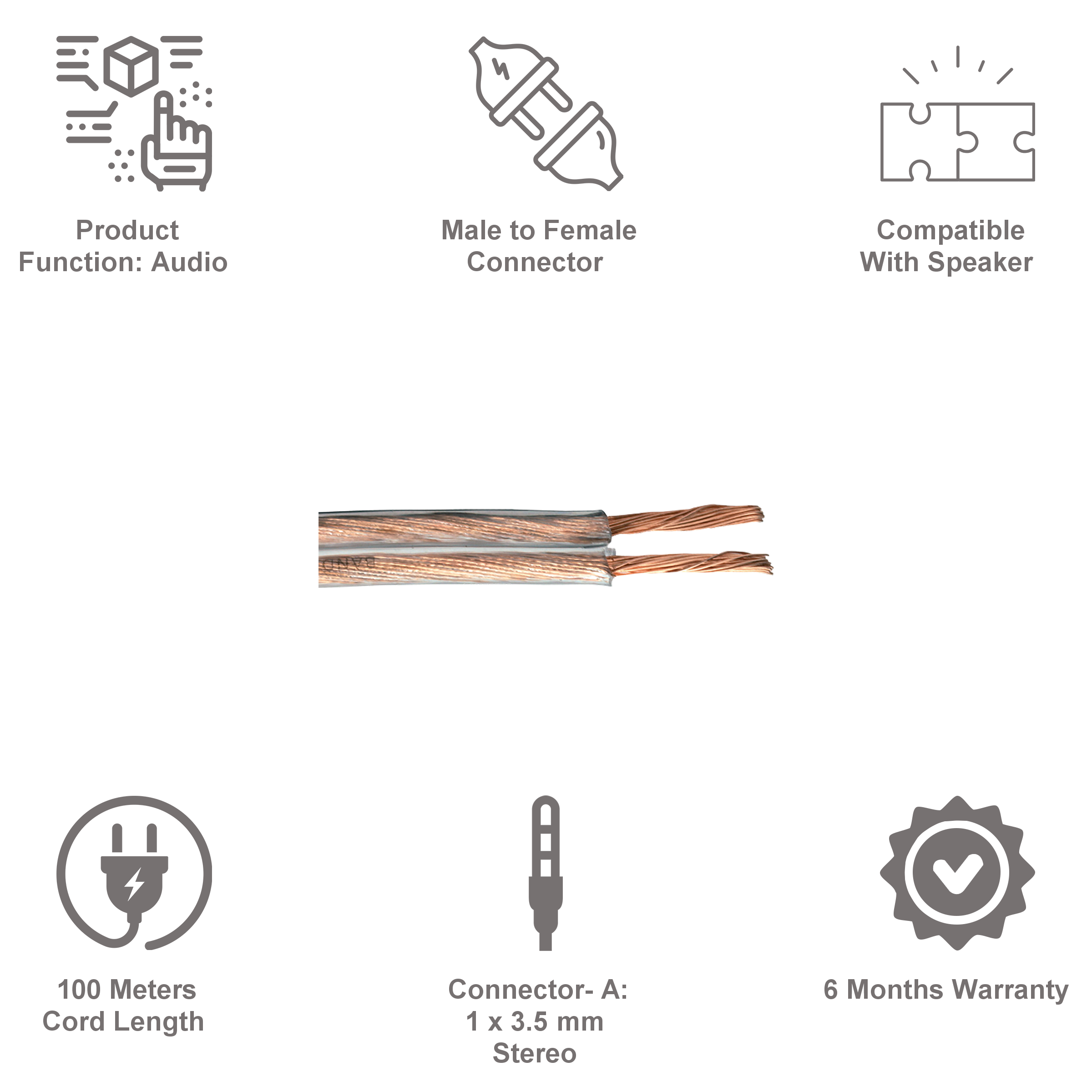 Bandridge Copper 100 Meter Audio Cable Reel (Copper Conductor, LC1254, Transparent)_4