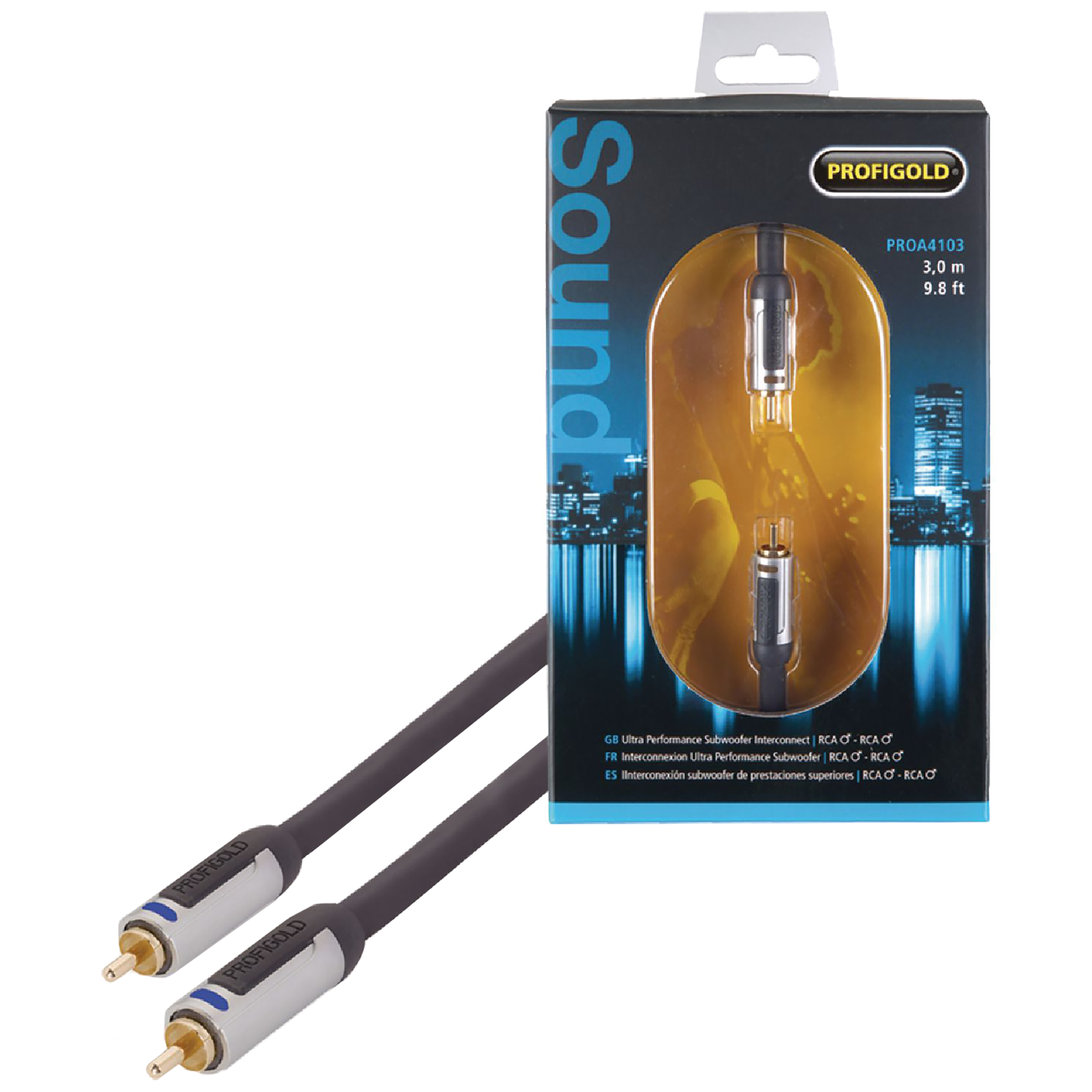 PROFIGOLD PROA4103 PVC 3 Meter RCA to RCA Audio Cable (Double Screening, Anthracite)_1