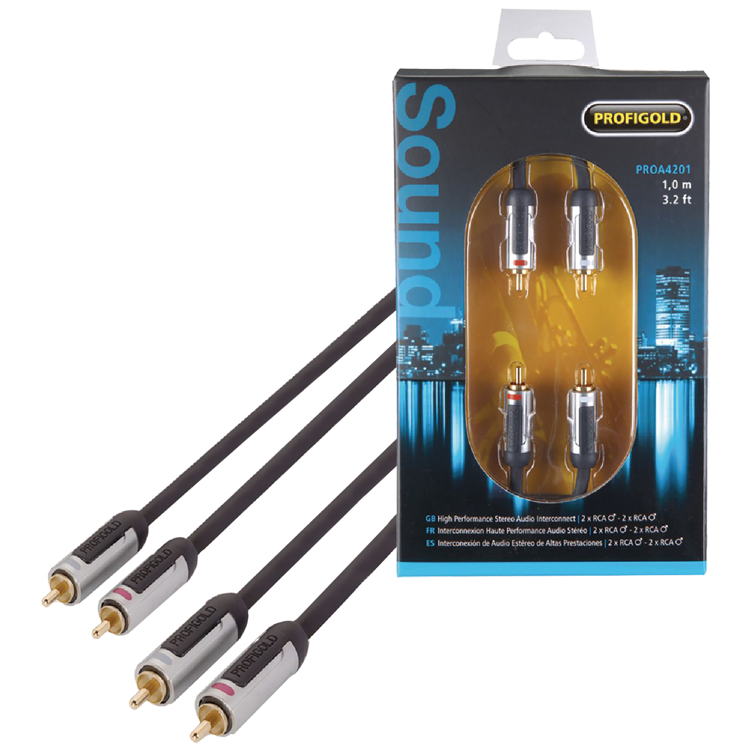 PROFIGOLD PROA4201 PVC 1 Meter RCA to RCA Audio Cable (Multiple Cable Shielding, Anthracite)_1