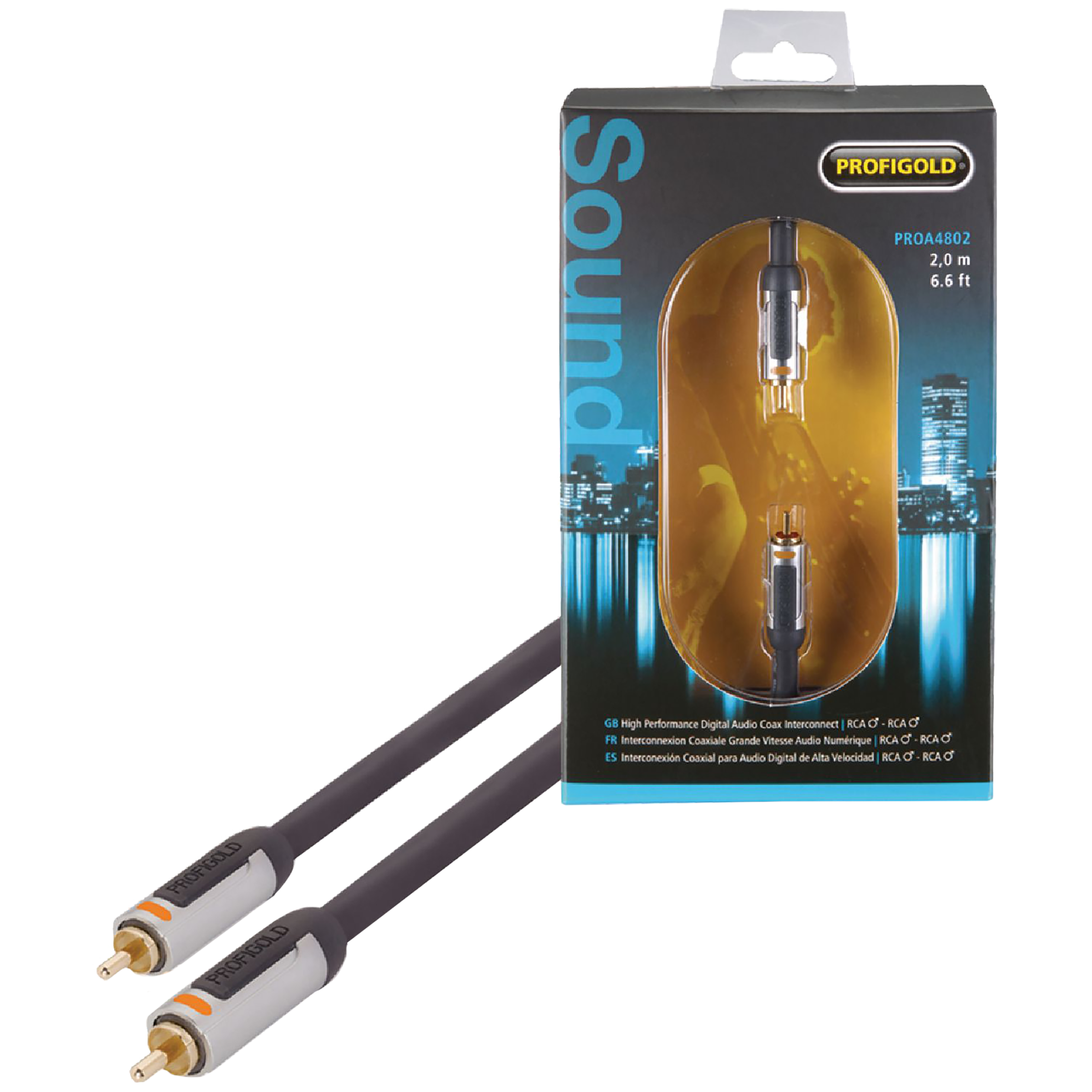 PROFIGOLD PROA4802 RCA to RCA 2 Meter Audio Cable (Colour Coded Plugs, Anthracite)_1
