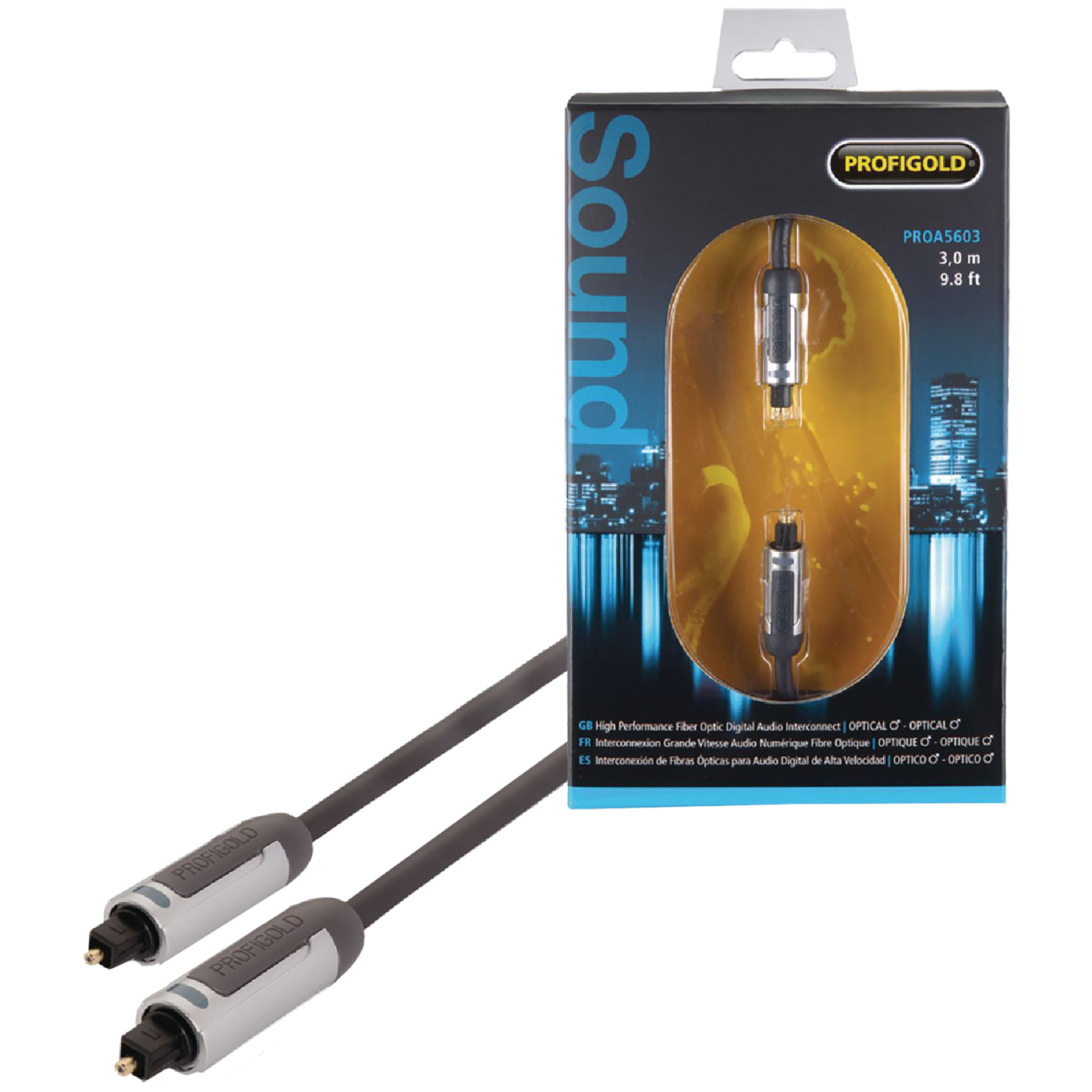 PROFIGOLD PROA5603 PVC 3 Meter TosLink to TosLink Audio Cable (Optimised Optical Fibre, Anthracite)_1