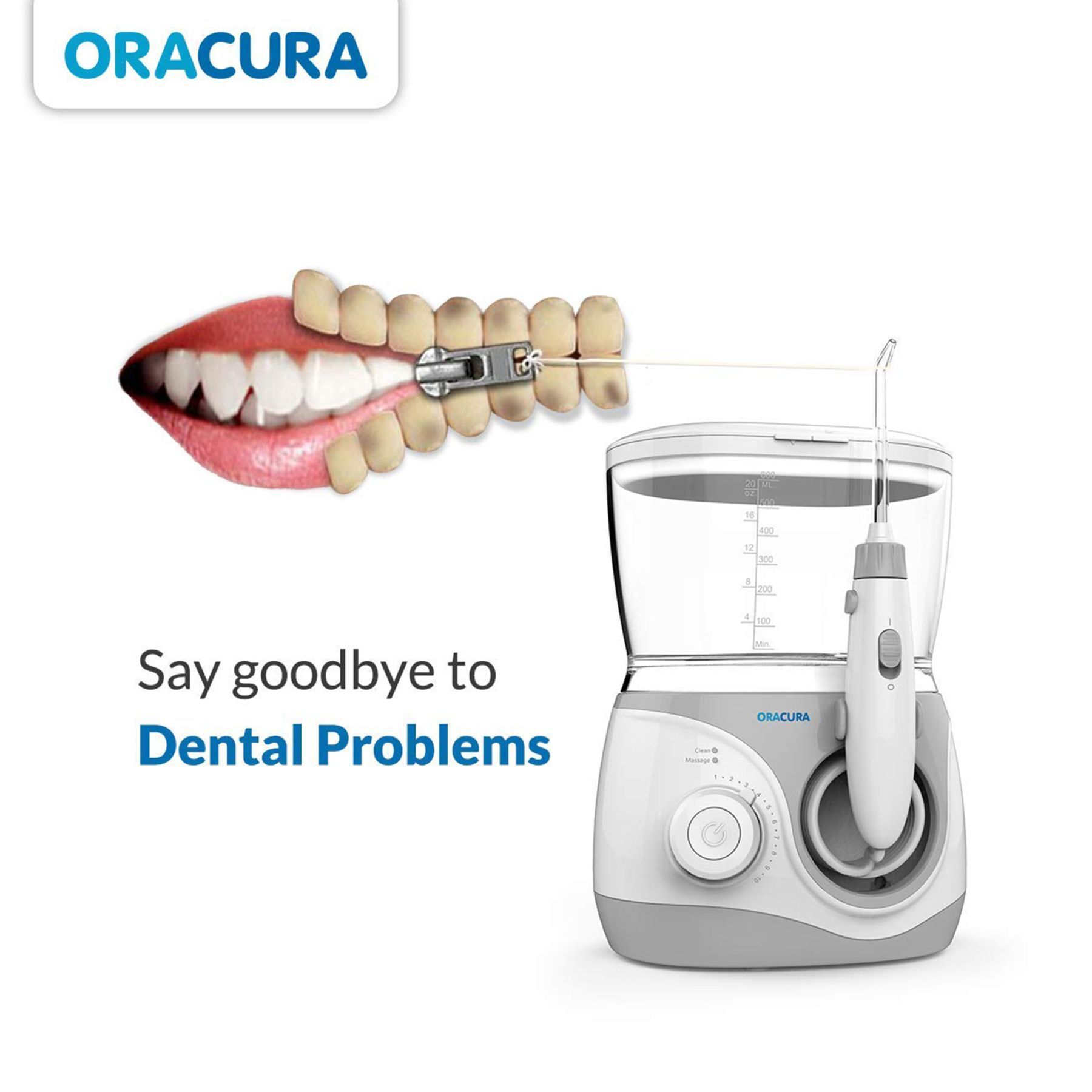 ORACURA Tabletop Plus Dental Floss for Unisex (10 Adjustable Water Pressure, OC300, White)_8