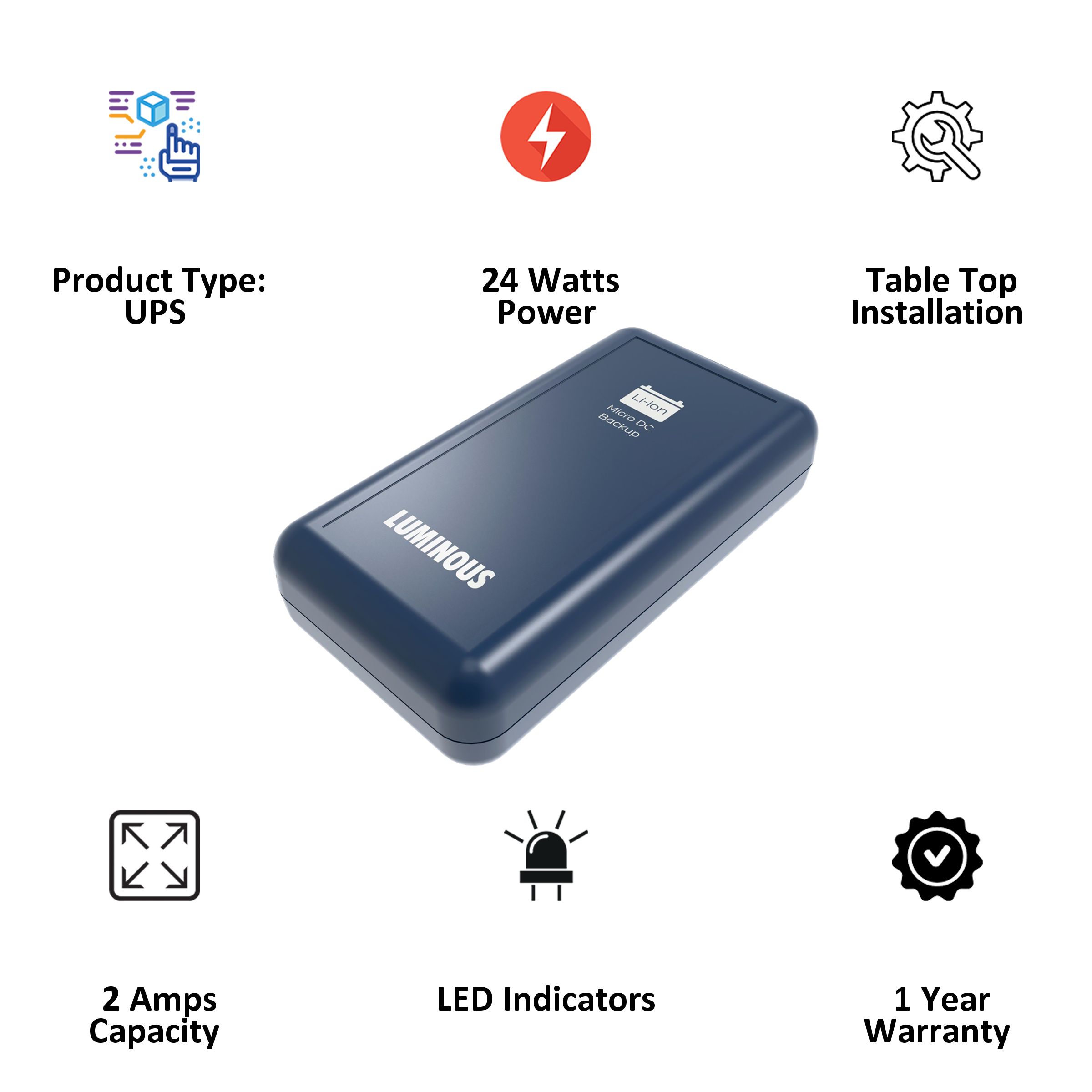 LUMINOUS 2 Amps UPS (LED Indicators, LMU1202, Blue)_3