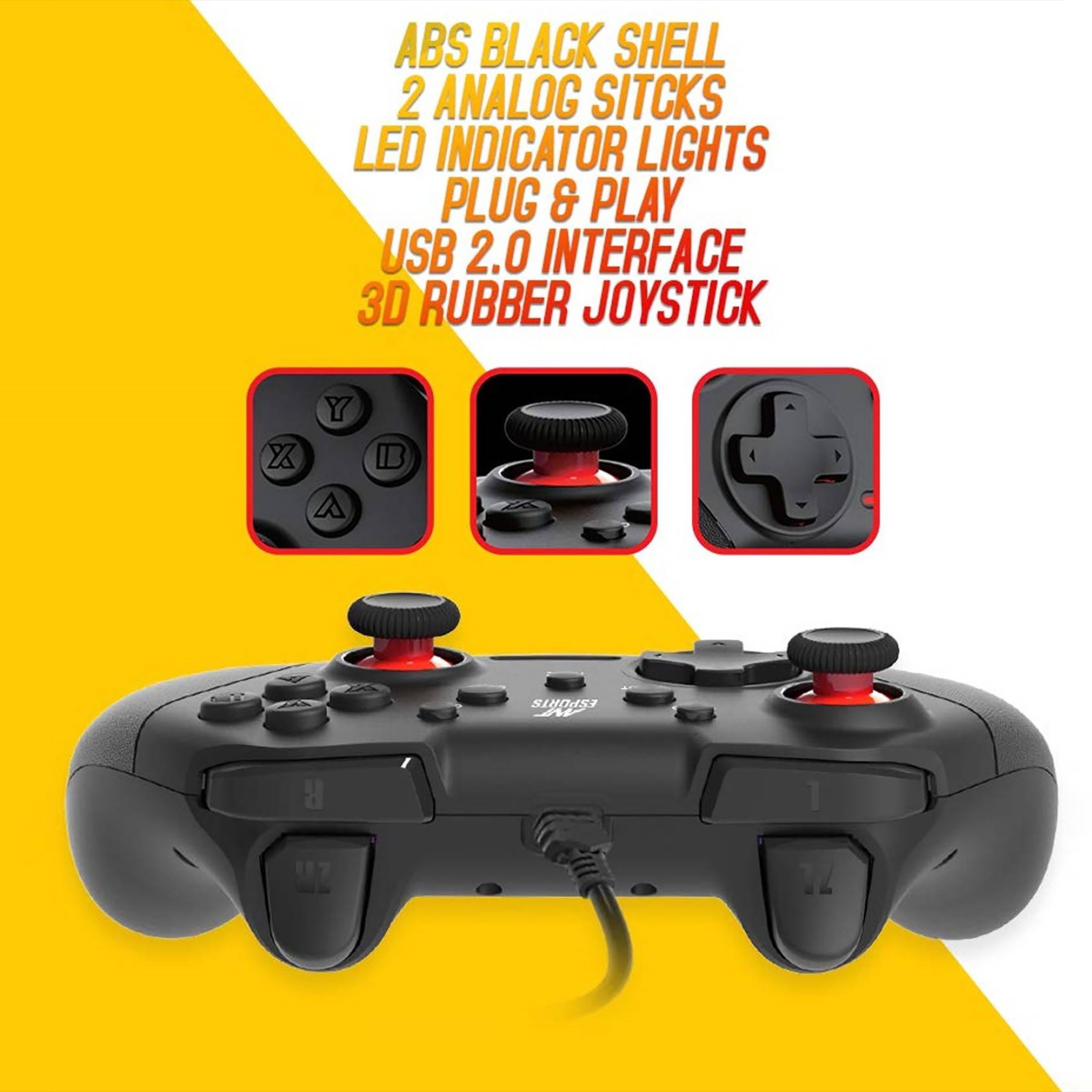 ANT ESPORTS Wired Controller for Android Mobile Phone, Tablet, TV Box, PC, Laptop, Windows 7/8/10 & Play Station 3(PS3) (Vibration Feedback Function, GP100, Black)_8