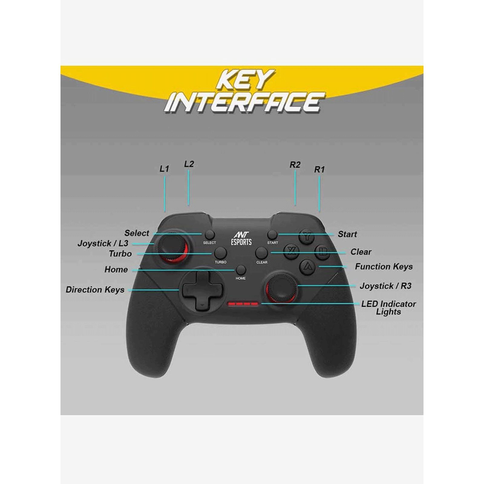 ANT ESPORTS GP300 Pro Wired & Wireless Controller For PS3 / PC / Android / Stem (Excellent Design, Black) ANT ESPORTS GP300 Pro Wired & Wireless Controller For PS3 / PC / Android / Stem (Excellent Design, Black)_5