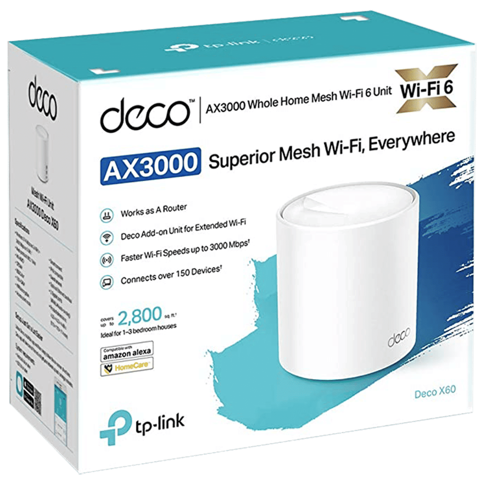 Tp-Link Deco X60 Dual Band Wi-Fi 6 Mesh Router (1 Node, Alexa Supported, Connects Up to 100 Devices, White)_8
