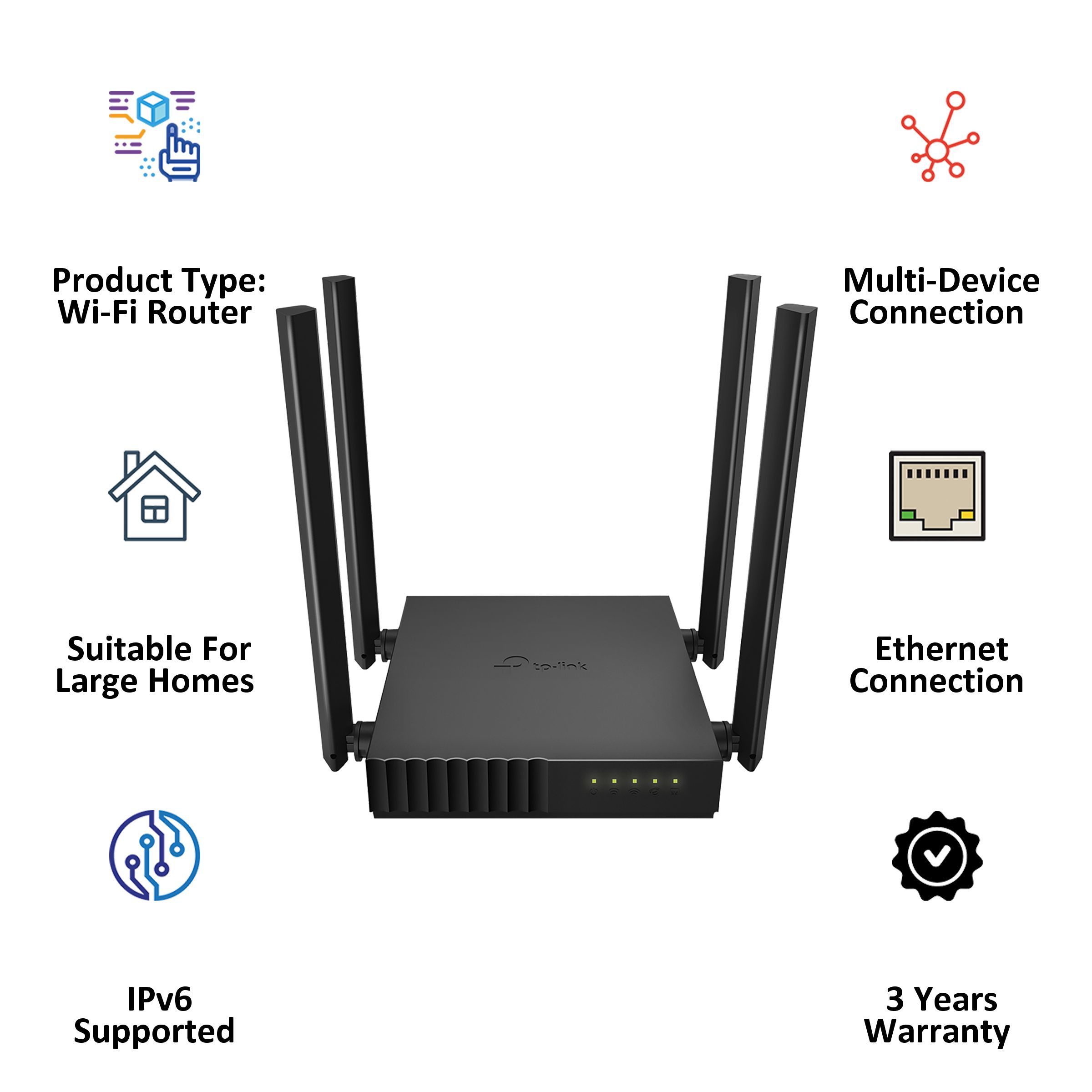 TP-Link Archer C54 AC1200 Dual Band Wi-Fi 5 Router (4 Antennas, 4 LAN Ports, MU?MIMO, SU?MIMO, Black) TP-Link Archer C54 AC1200 Dual Band Wi-Fi 5 Router (4 Antennas, 4 LAN Ports, MU?MIMO, SU?MIMO, Black)_4