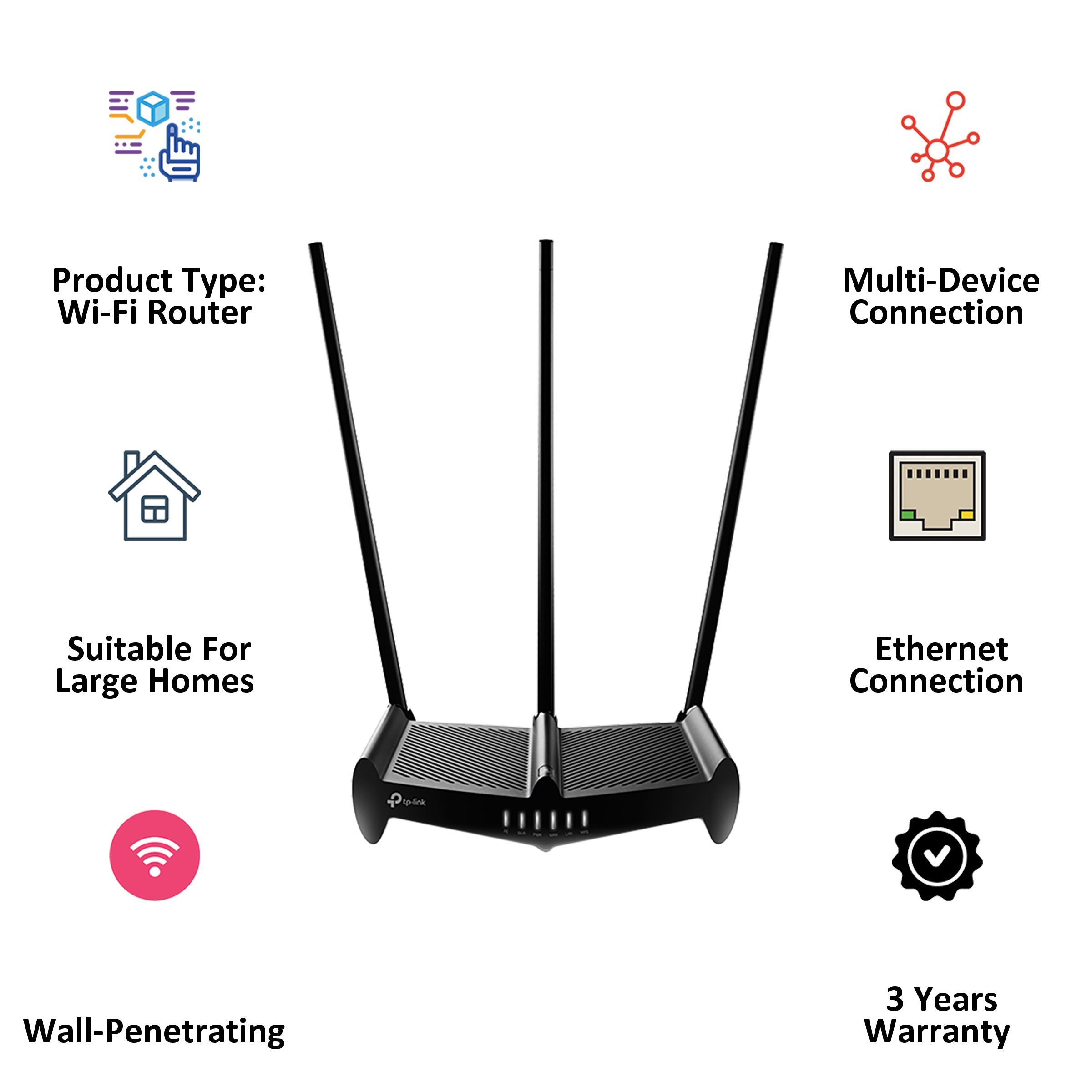 Tp-Link TL-WR941HP N450 Single Band Wi-Fi 4 Router (3 Antennas, 4 LAN Ports, 3×3 MIMO, Black) Tp-Link TL-WR941HP N450 Single Band Wi-Fi 4 Router (3 Antennas, 4 LAN Ports, 3×3 MIMO, Black)_4