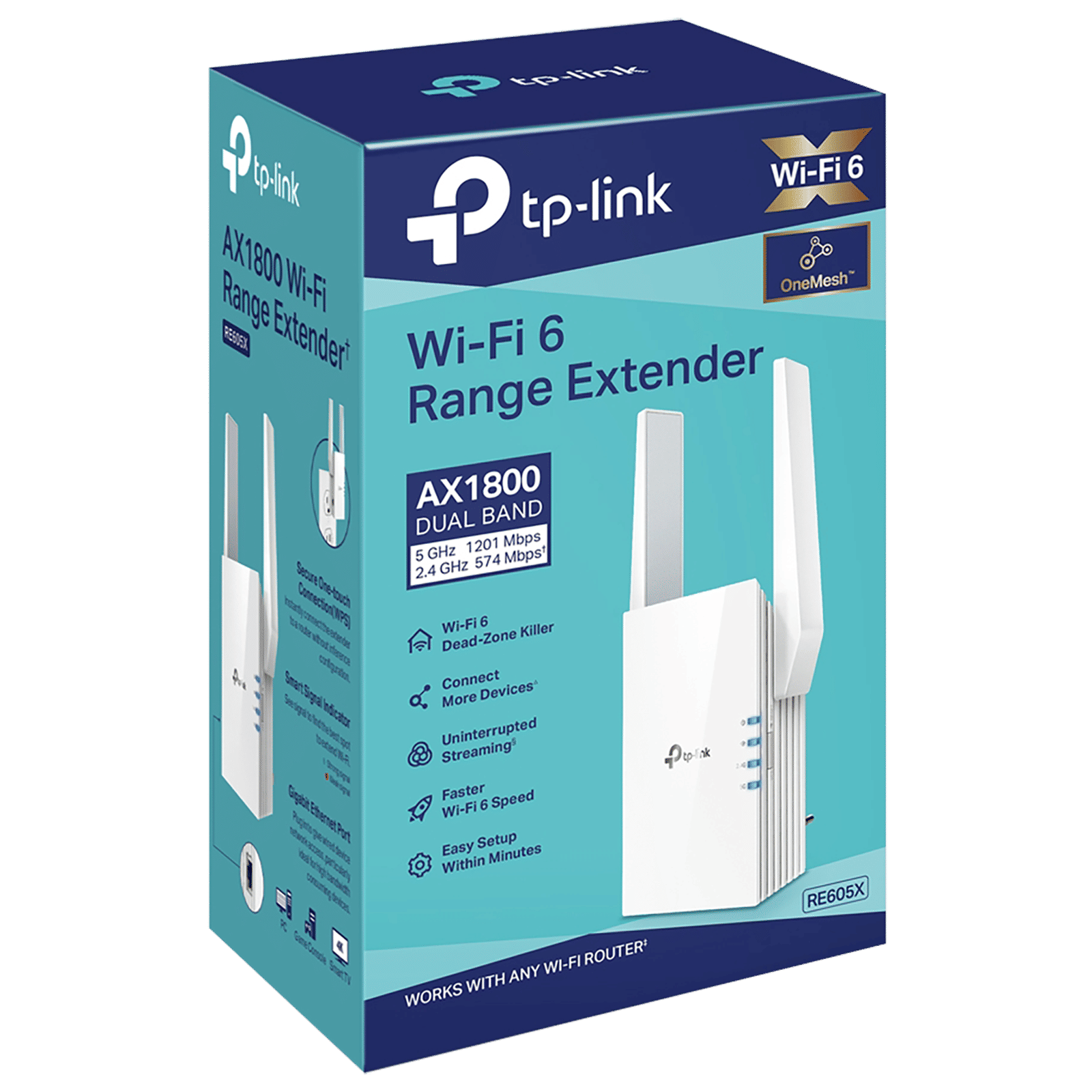 Tp-Link RE605X Dual Band Wi-Fi Range Extender (Upto 1201 Mbps, Wi-Fi 6, 2 Antennas, White) Tp-Link RE605X Dual Band Wi-Fi Range Extender (Upto 1201 Mbps, Wi-Fi 6, 2 Antennas, White)_6