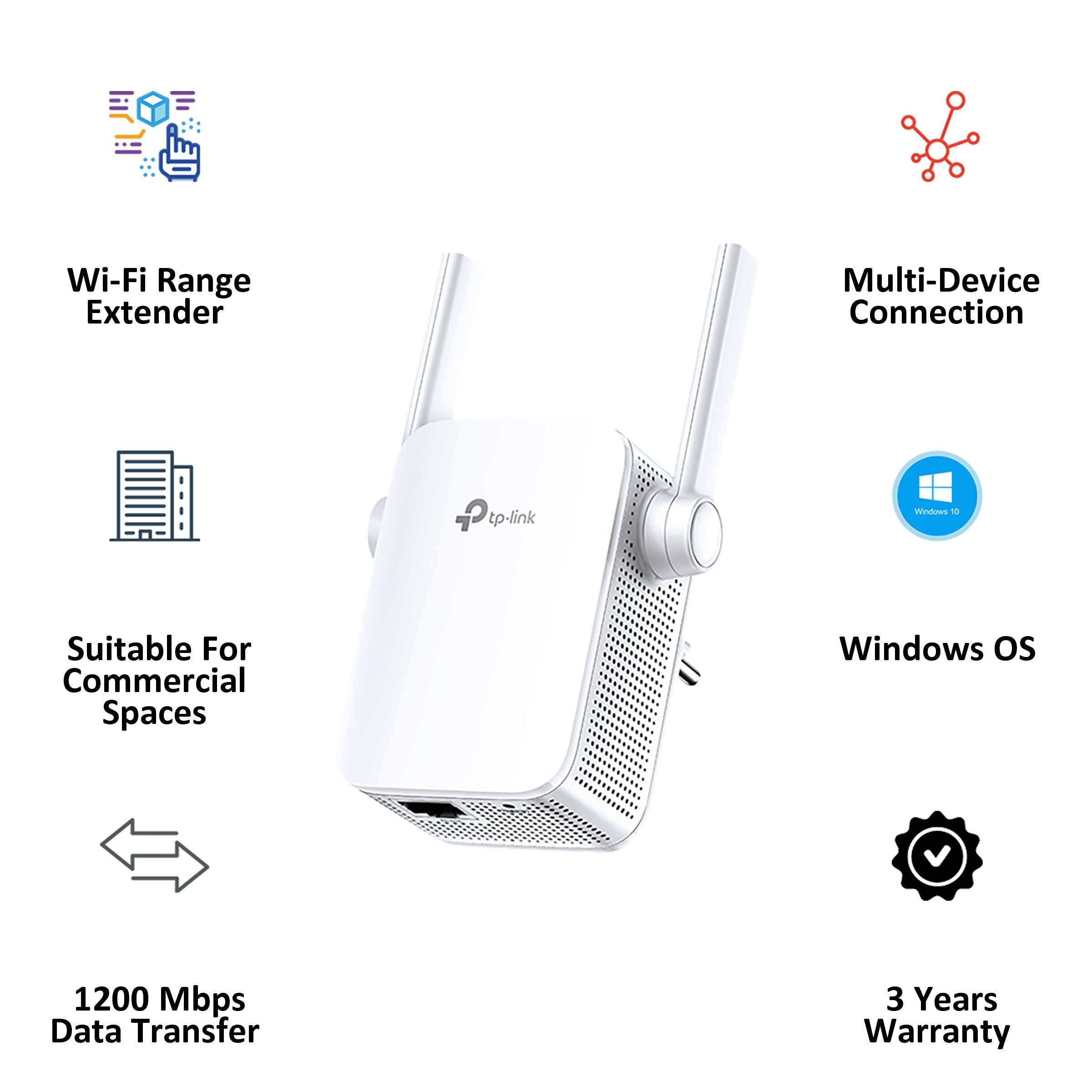 tp-link RE305 AC1200 Dual Band Wi-Fi Range Extender (Intelligent Signal Light, 153500349, White) tp-link RE305 AC1200 Dual Band Wi-Fi Range Extender (Intelligent Signal Light, 153500349, White)_3