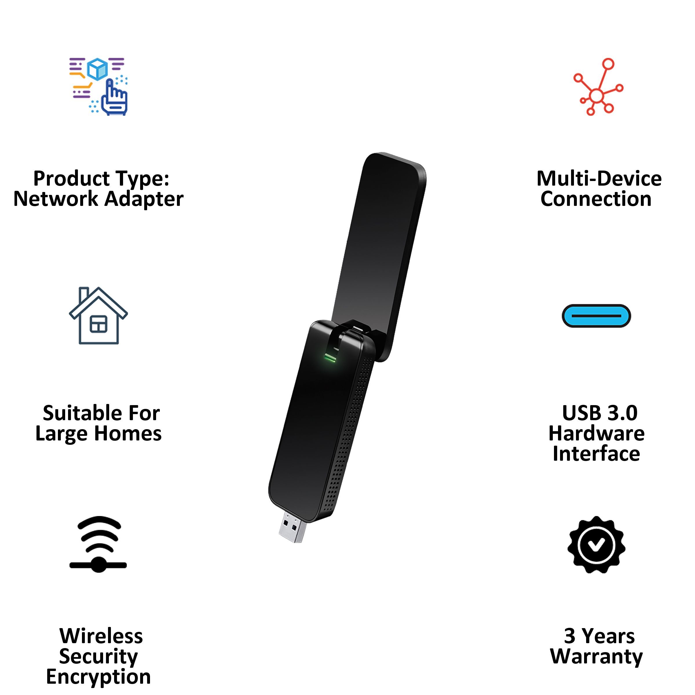 Tp-Link Archer T4U Dual Band Network Adapter (2 Antennas, Ultra-fast, Wireless Security Encryption, Black)_3