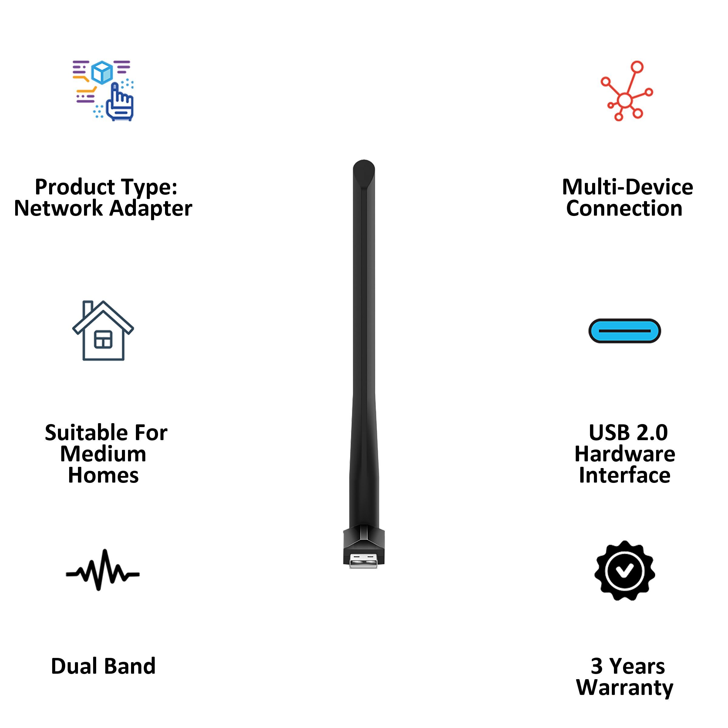 Tp-Link Archer T2U Plus Dual Band Network Adapter (1 Antenna, High speed dual band adapter, Multi directional Antenna, Black) Tp-Link Archer T2U Plus Dual Band Network Adapter (1 Antenna, High speed dual band adapter, Multi directional Antenna, Black)_3