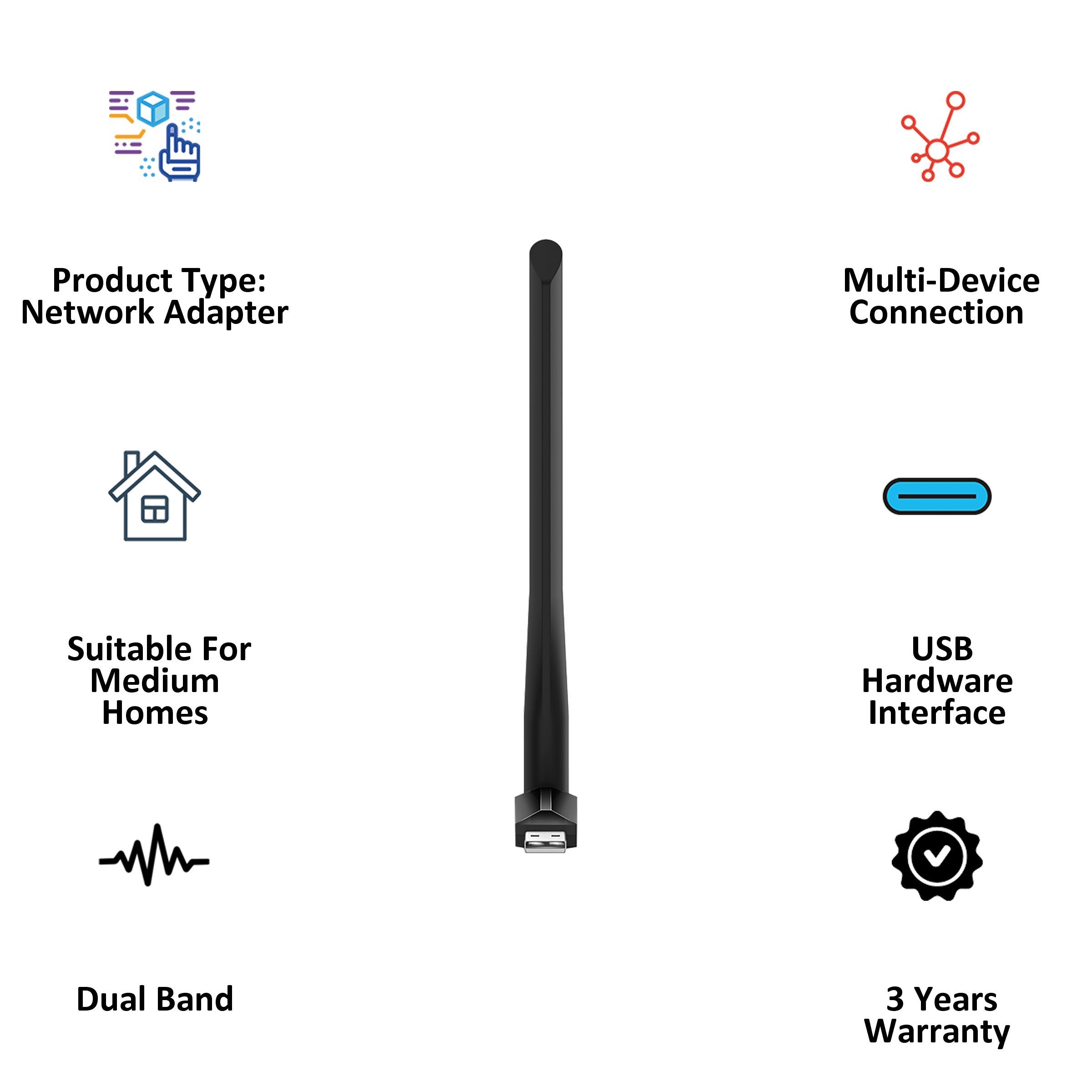 Tp-Link  Archer T600U Plus Dual Band Network Adapter (1 Antenna, High-Gain Antenna, Dual Band Wireless, Black)_3