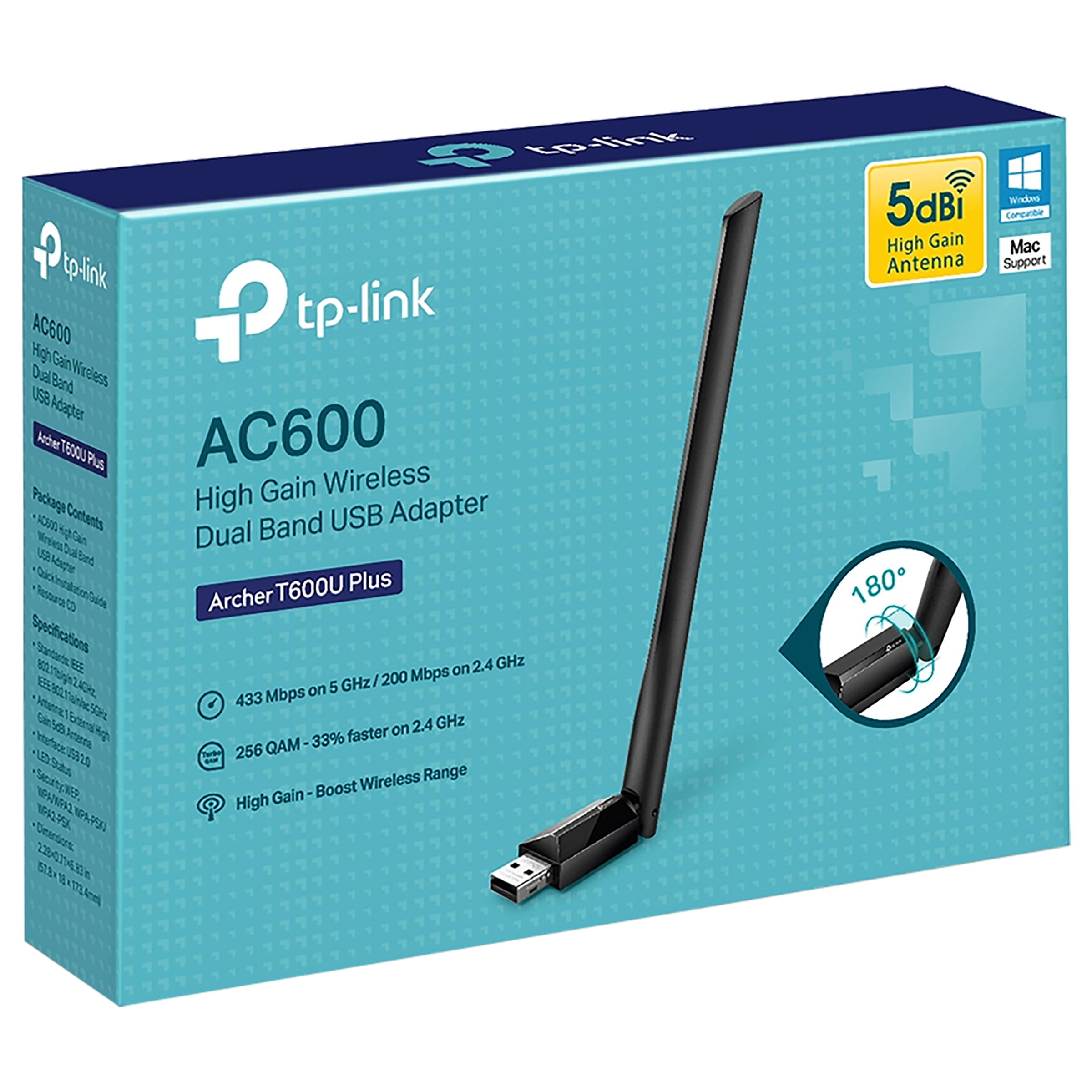 Tp-Link  Archer T600U Plus Dual Band Network Adapter (1 Antenna, High-Gain Antenna, Dual Band Wireless, Black)_6