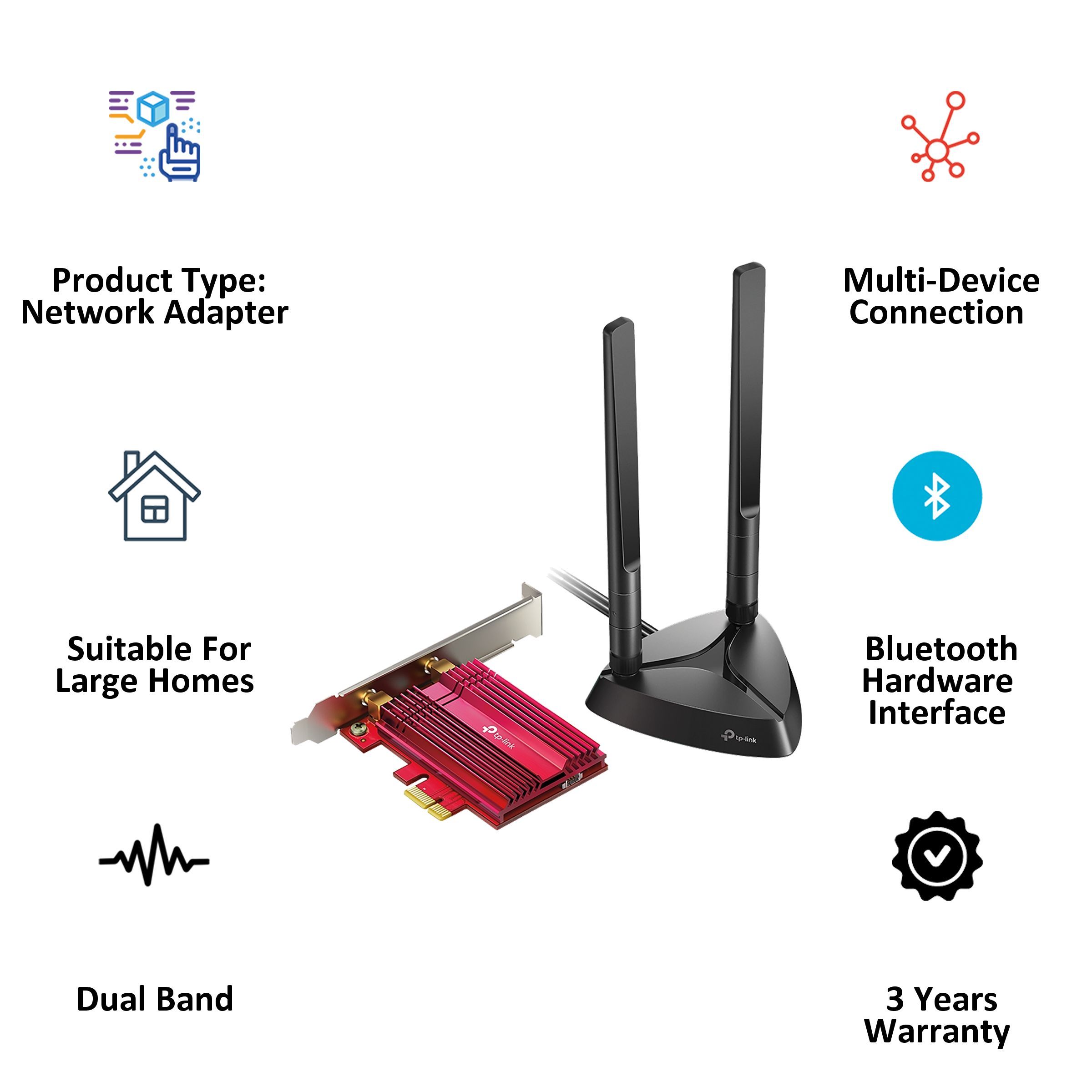 Tp-Link  Archer TX3000E Dual Band Network Adapter (2 Antennas, Wider Signal Coverage, Backward Compatibility, Black)_4