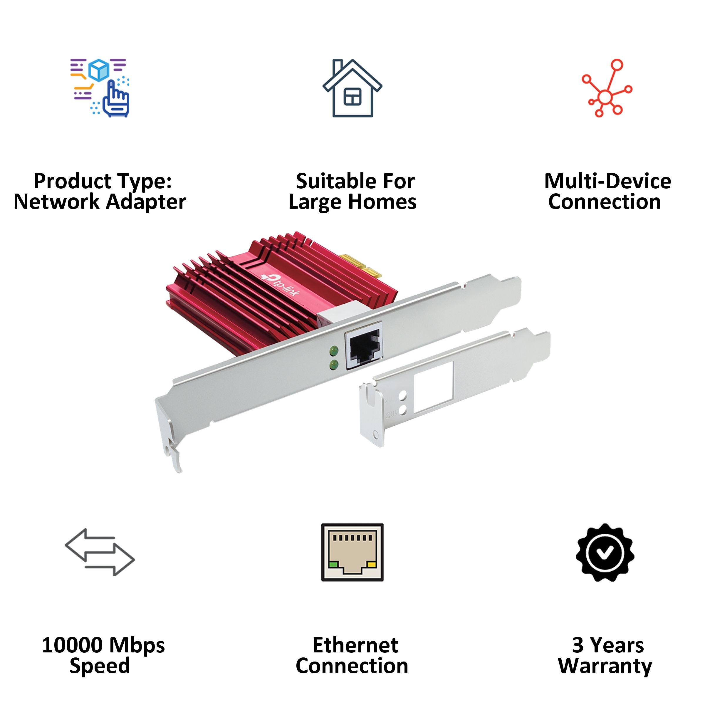 Tp-Link TX401 Network Adapter (1 LAN Port, 10 Gbps Networking, Versatile Compatibility, Red) Tp-Link TX401 Network Adapter (1 LAN Port, 10 Gbps Networking, Versatile Compatibility, Red)_4