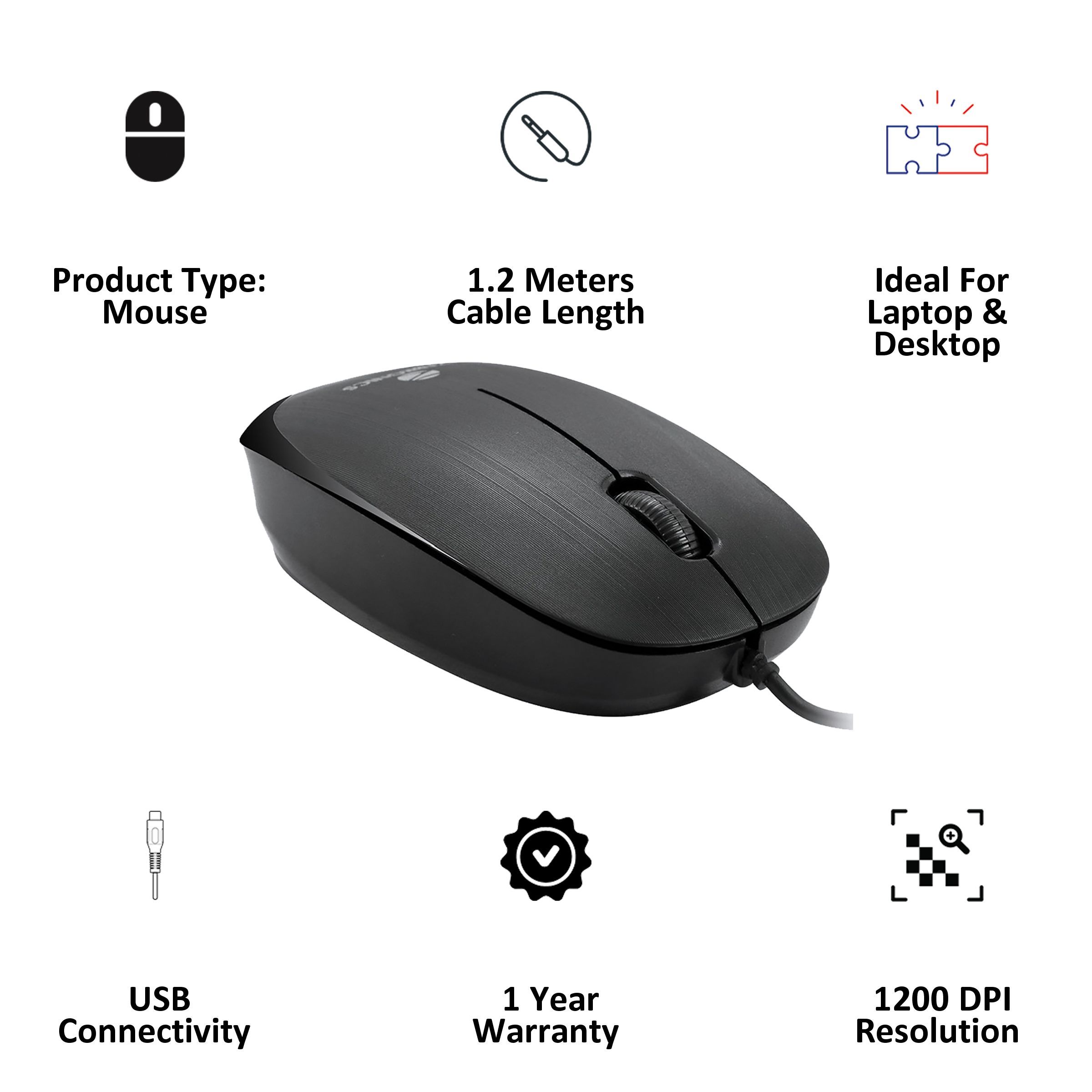 Zebronics USB Optical Mouse (High Precision, ZEB-Power, Black)_3
