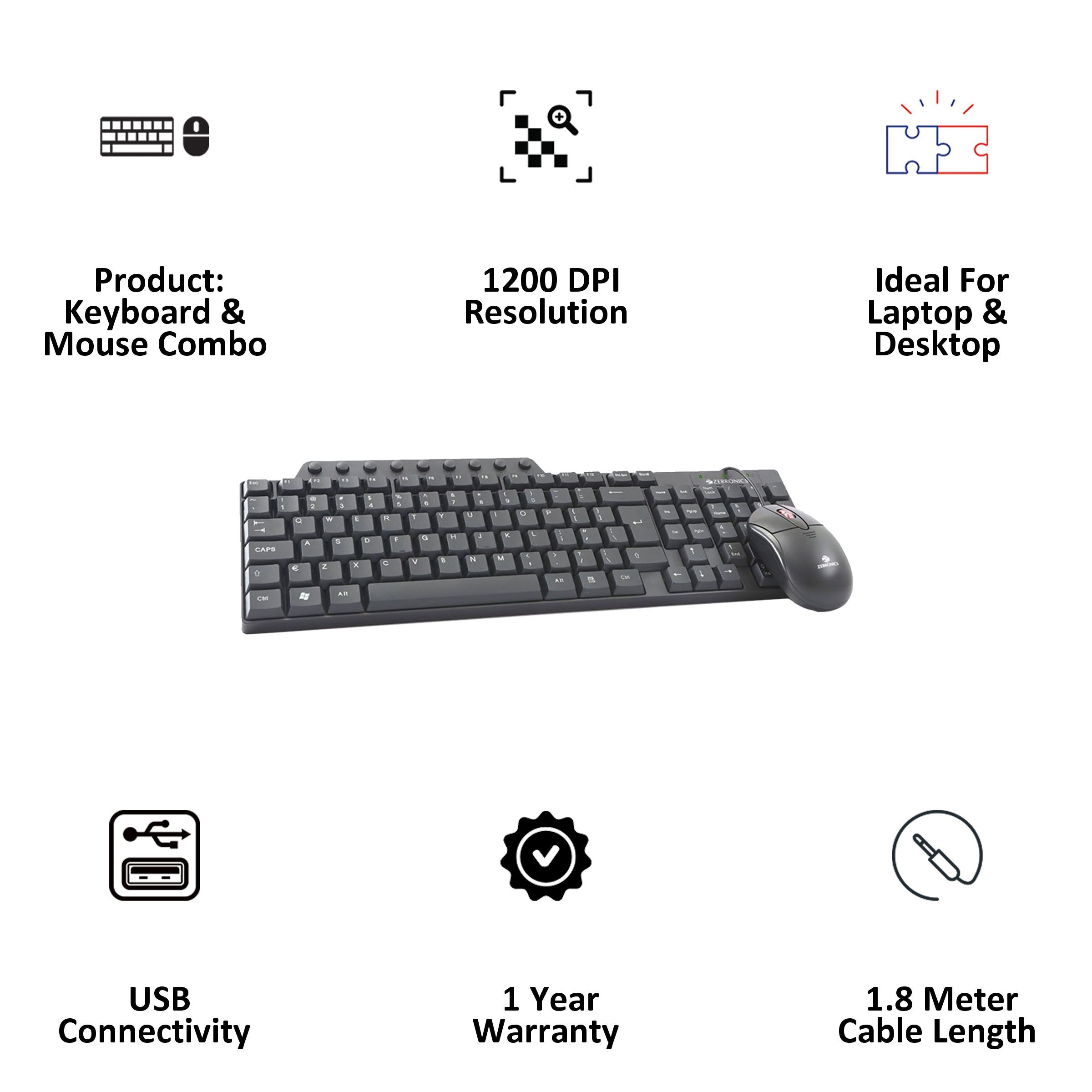 ZEBRONICS USB Optical Keyboard & Mouse Combo (Ergonomic Design, ZEB-Judwaa 555, Black) ZEBRONICS USB Optical Keyboard & Mouse Combo (Ergonomic Design, ZEB-Judwaa 555, Black)_3