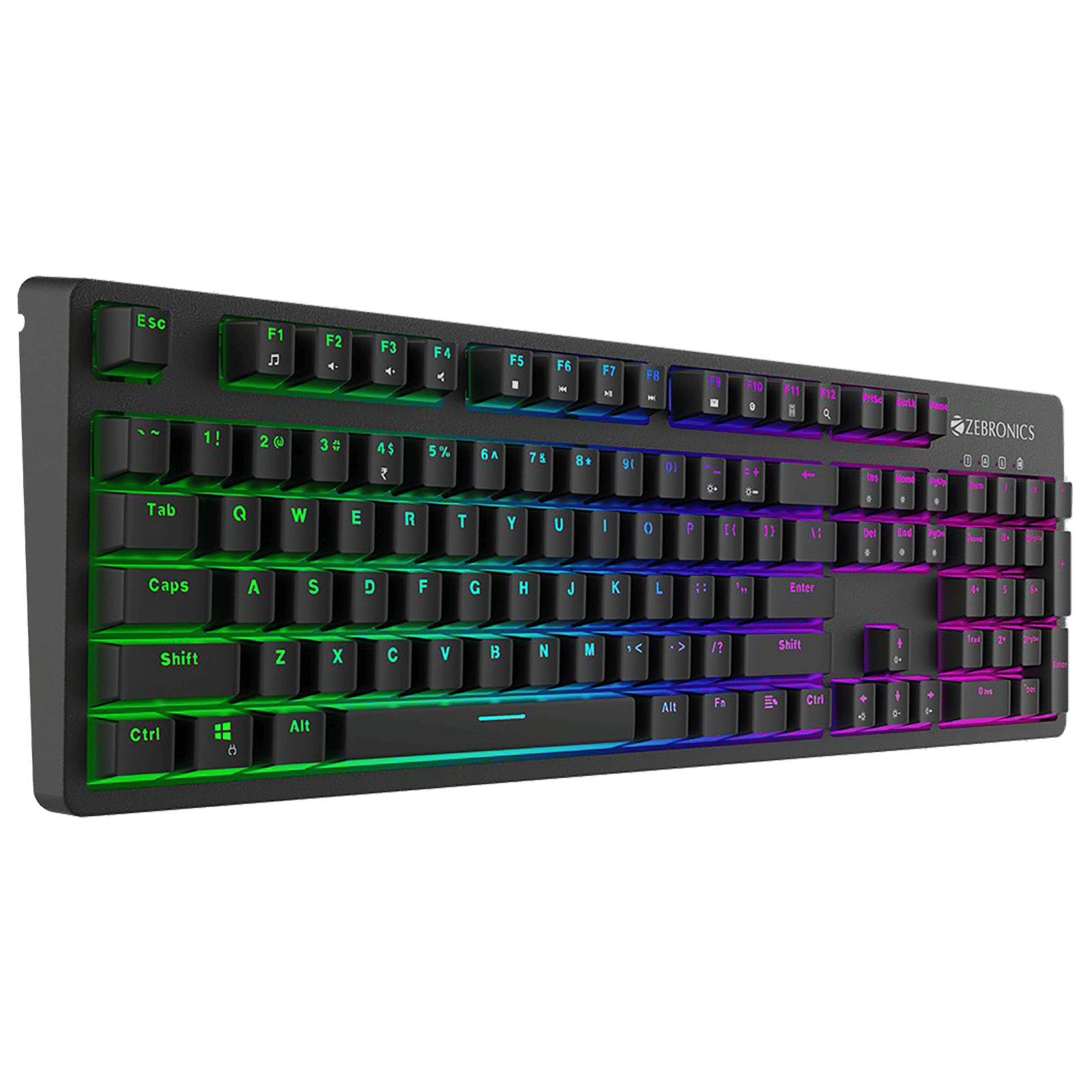 ZEBRONICS Max Plus V2 Wired Gaming Keyboard with Integrated Multimedia Keys (5 LED Speed Modes, Black)_4