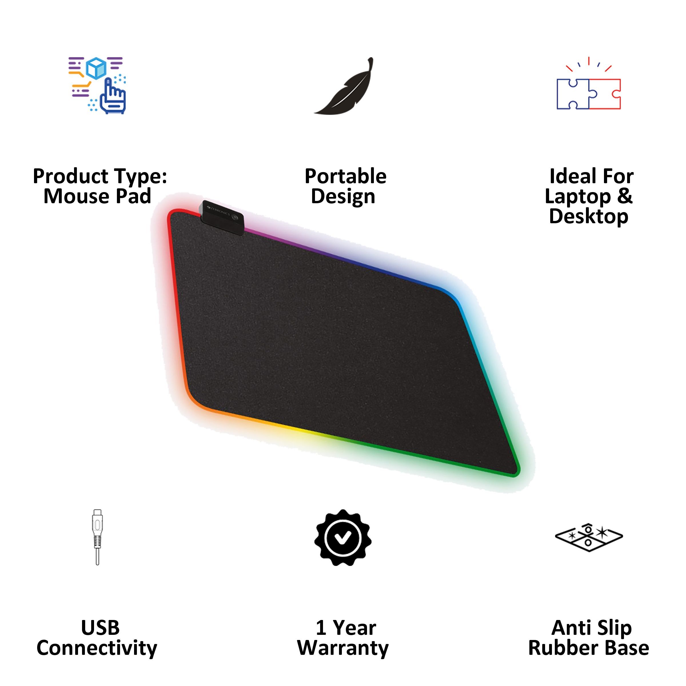 ZEBRONICS Blaze Gaming Mouse Pad (Anti Slip Rubber Base, Black)_3