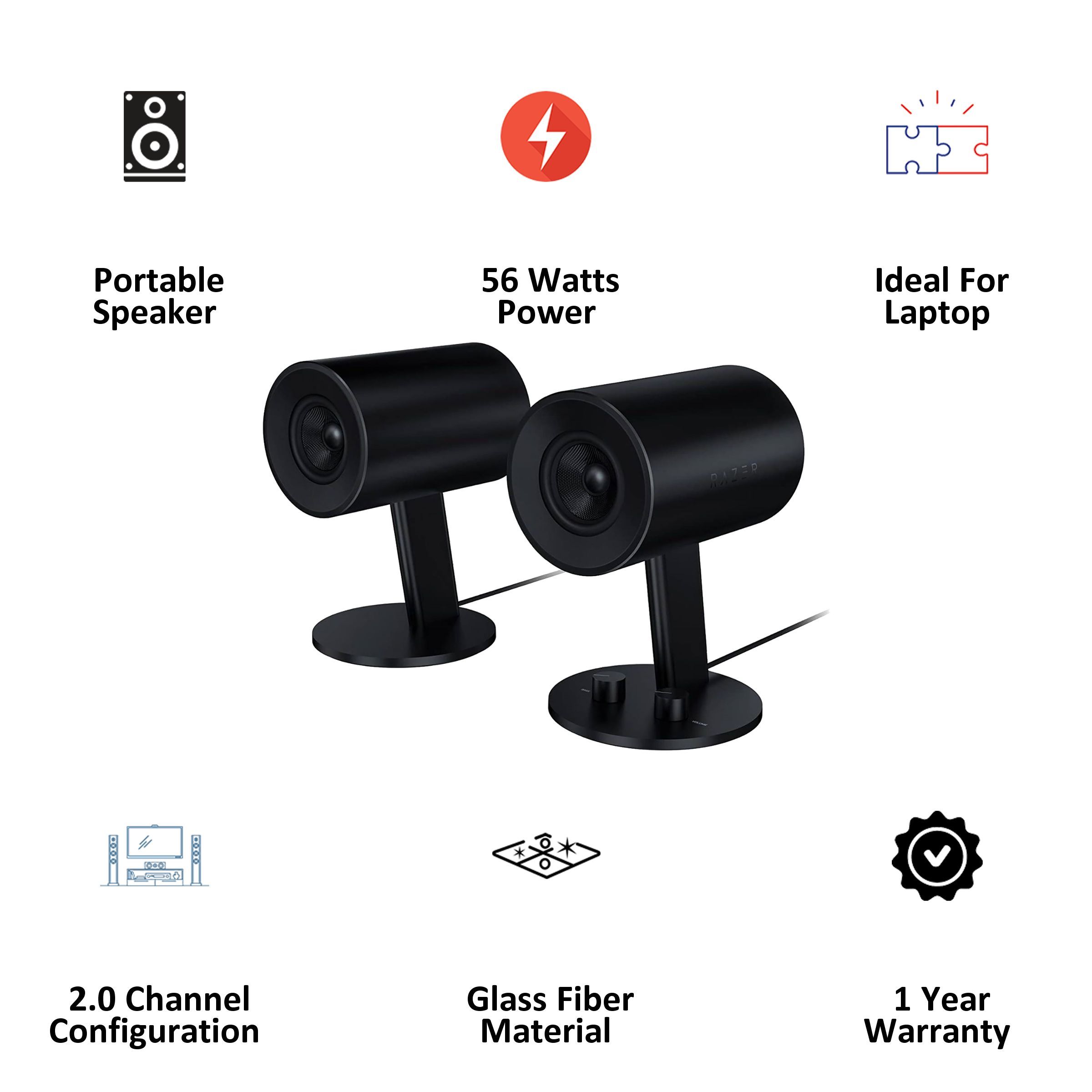 RAZER Nommo 56W Multimedia Speaker (Ultra-Clear Sound, 2.0 Channel, Black)_3