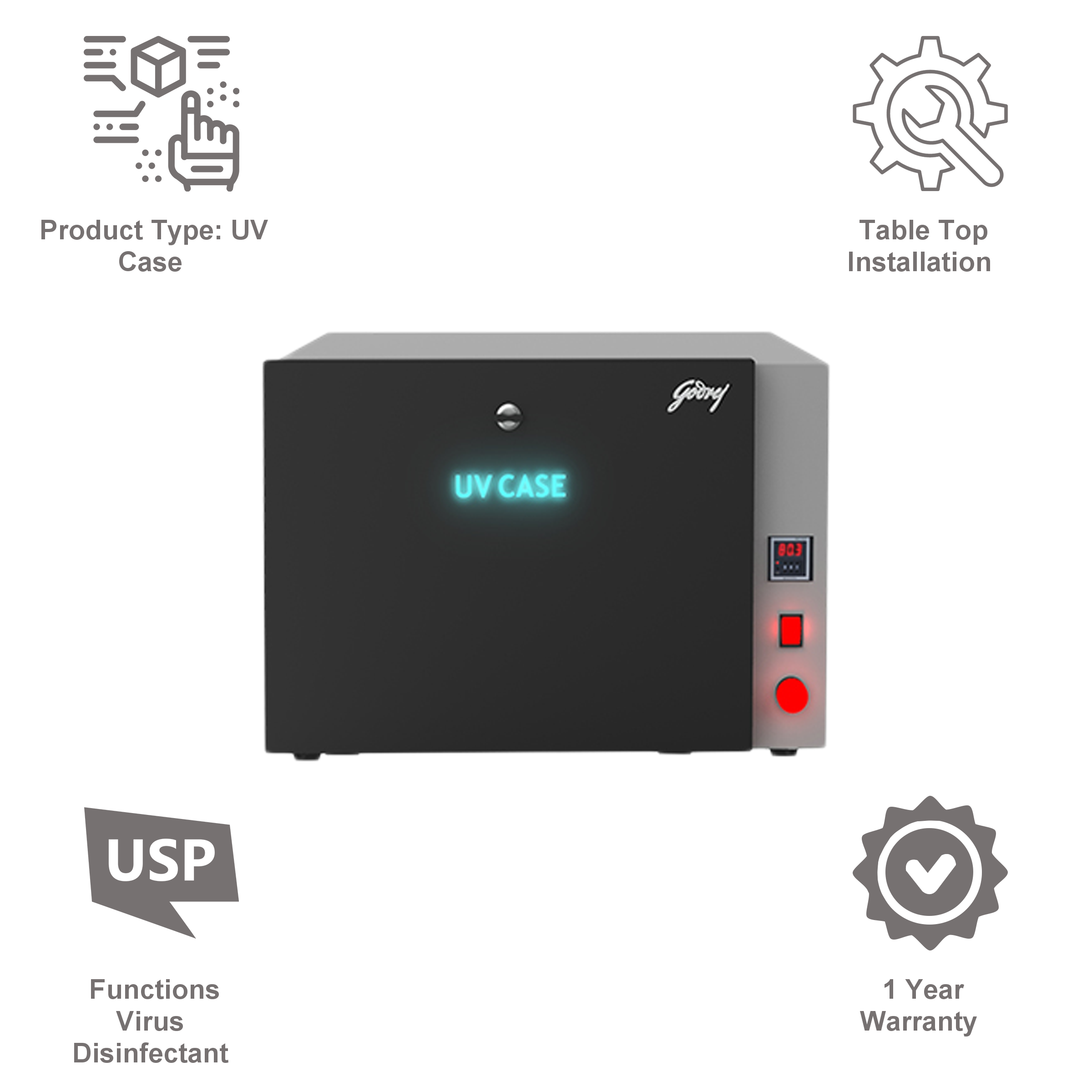 Godrej UV Case (Kills Viruses & bacteria, 46171591DG01661, Grey)_8