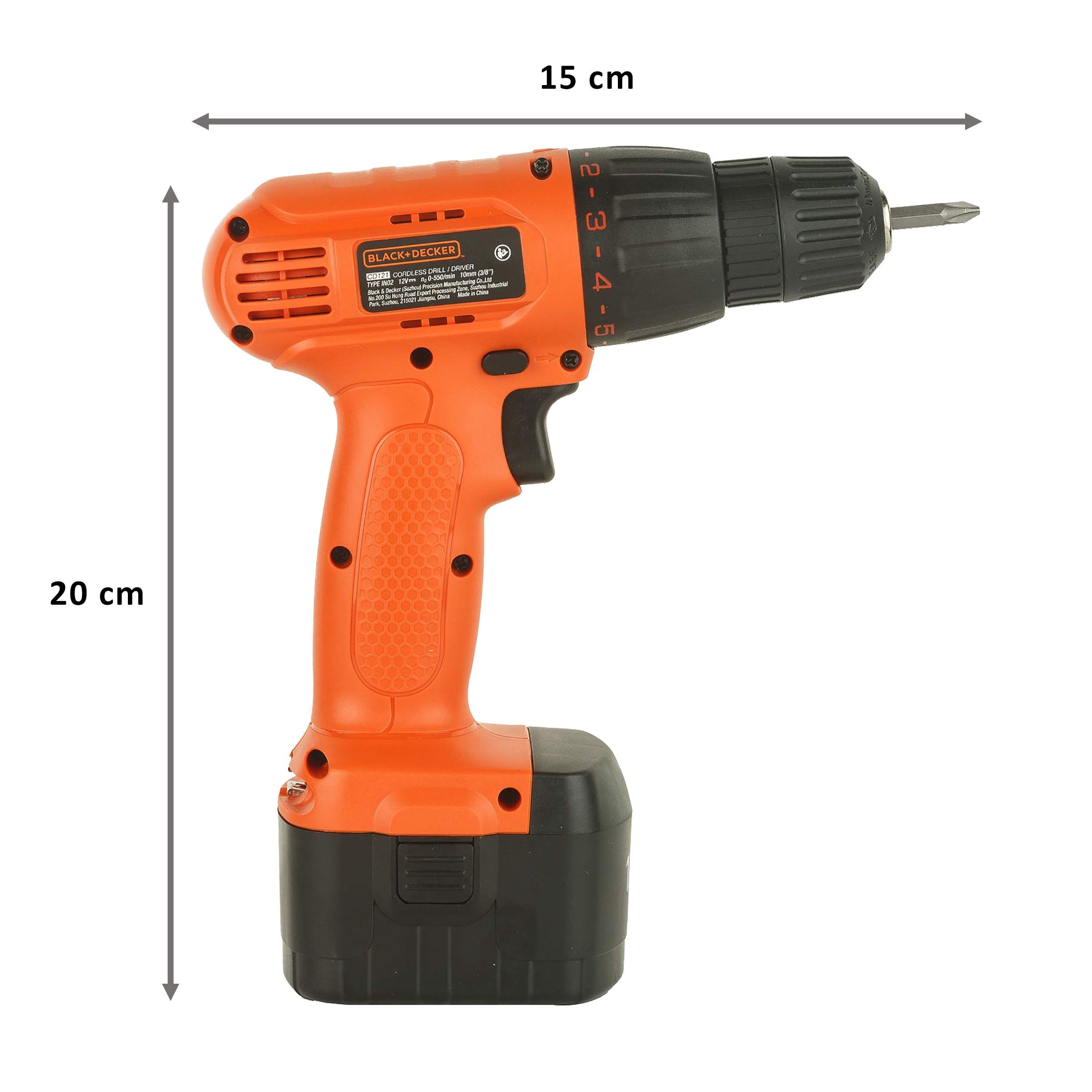 BLACK+DECKER CD121B2-IN Cordless Drill (Optimizes Balance, Orange)_2