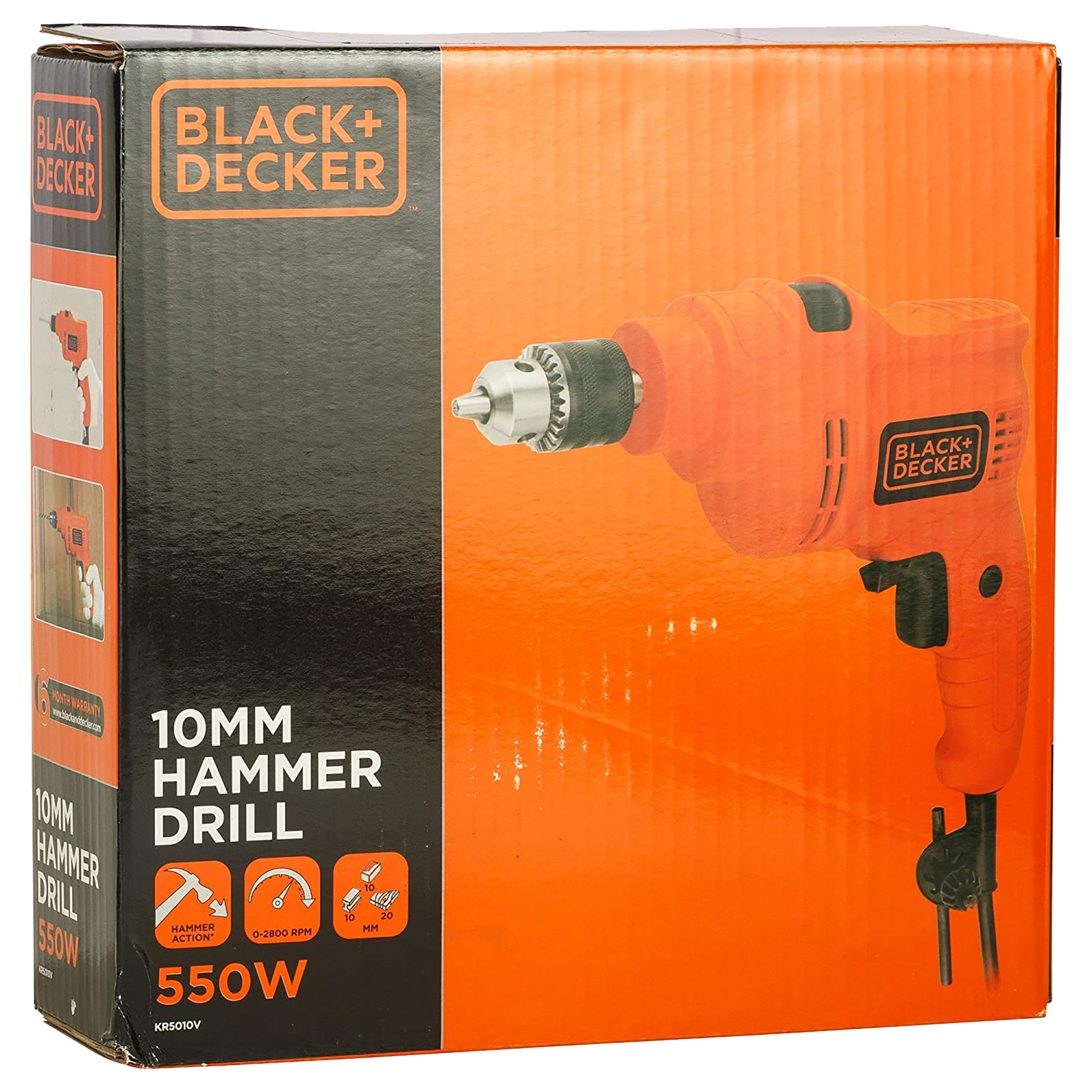 BLACK+DECKER KR5010V-IN 550 W Hammer Drill (Lock-On Switch, Orange)_11