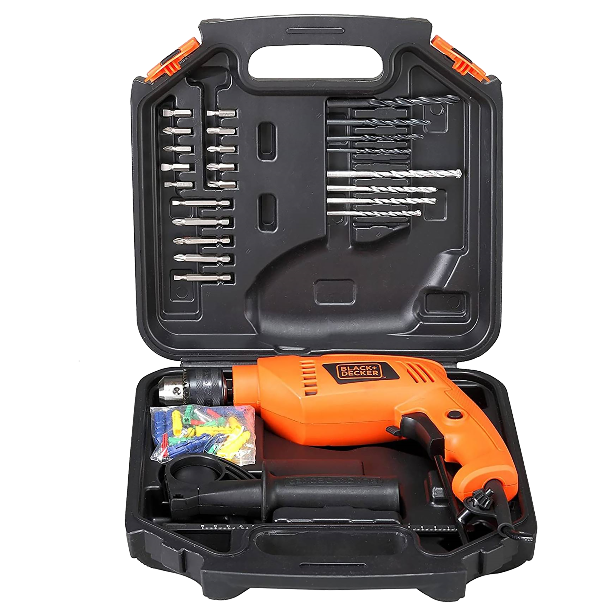 BLACK+DECKER HD555KA50 550 Watts Drill Kit (Lock-On Switch, Orange)_4