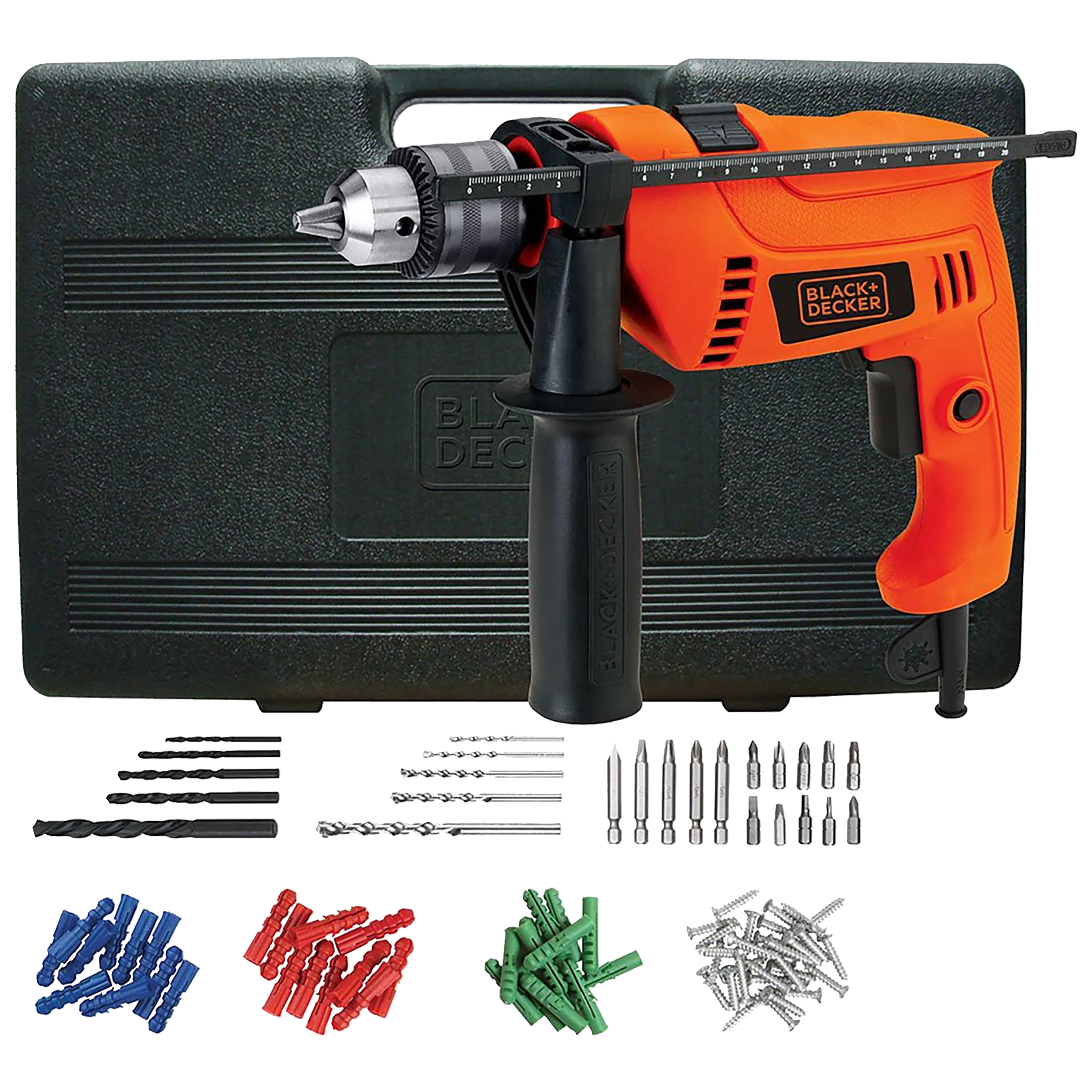BLACK+DECKER HD555KA50 550 Watts Drill Kit (Lock-On Switch, Orange)_5